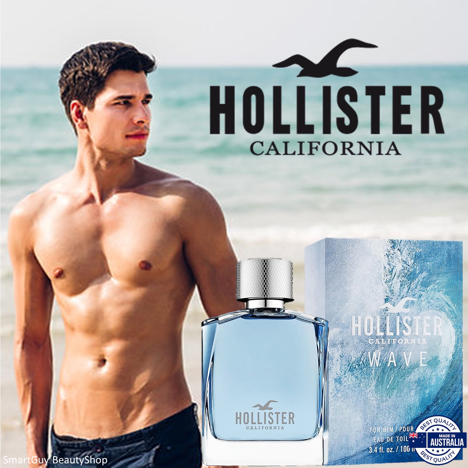 Hollister California Wave For Him Eau De Toilette 100ml น้ำหอมผู้ชายกลิ่นหอมเย็นสดชื่นสุดคูลสินค้านำเข้าจากออสเตรเลียรับประกันของแท้พร้อมส่ง