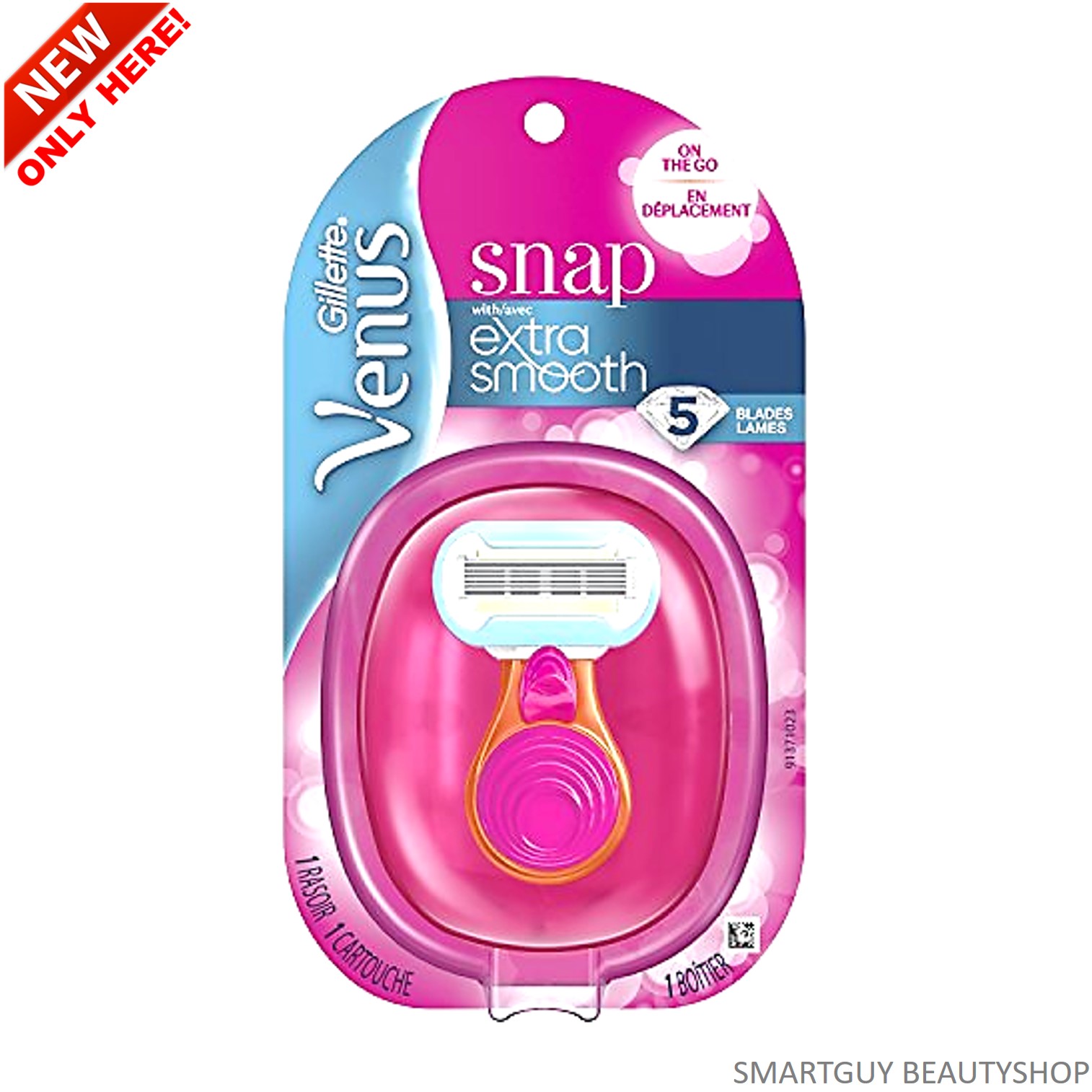 Gillette Venus Snap With Extra Smooth ชุดอุปกรณ์กำจัดขนสำหรับผู้หญิงรุ่นพิเศษพร้อมตลับเก็บสำหรับพกพาเพื่อผิวอ่อนโยนแพ้ง่าย