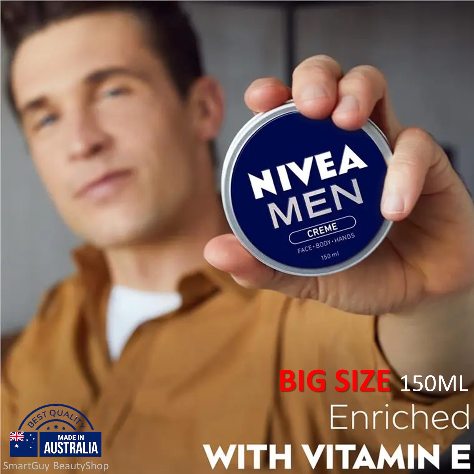 NIVEA MEN Crème Moisturiser Face Body Hands 150ml ครีมมอยซ์เจอร์ไรเซอร์บำรุงผิวหน้าผิวกายสำหรับผู้ชายสินค้าคุณภาพสูงจากออสเตรเลียพร้อมส่ง