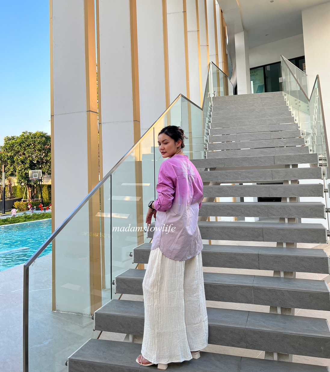 เสื้อเชิ้ต คอจีนแขนยาว แขนพับได้ เนื้อผ้าคอตตอน ซาทีน Cotton Satin ใส่สบาย