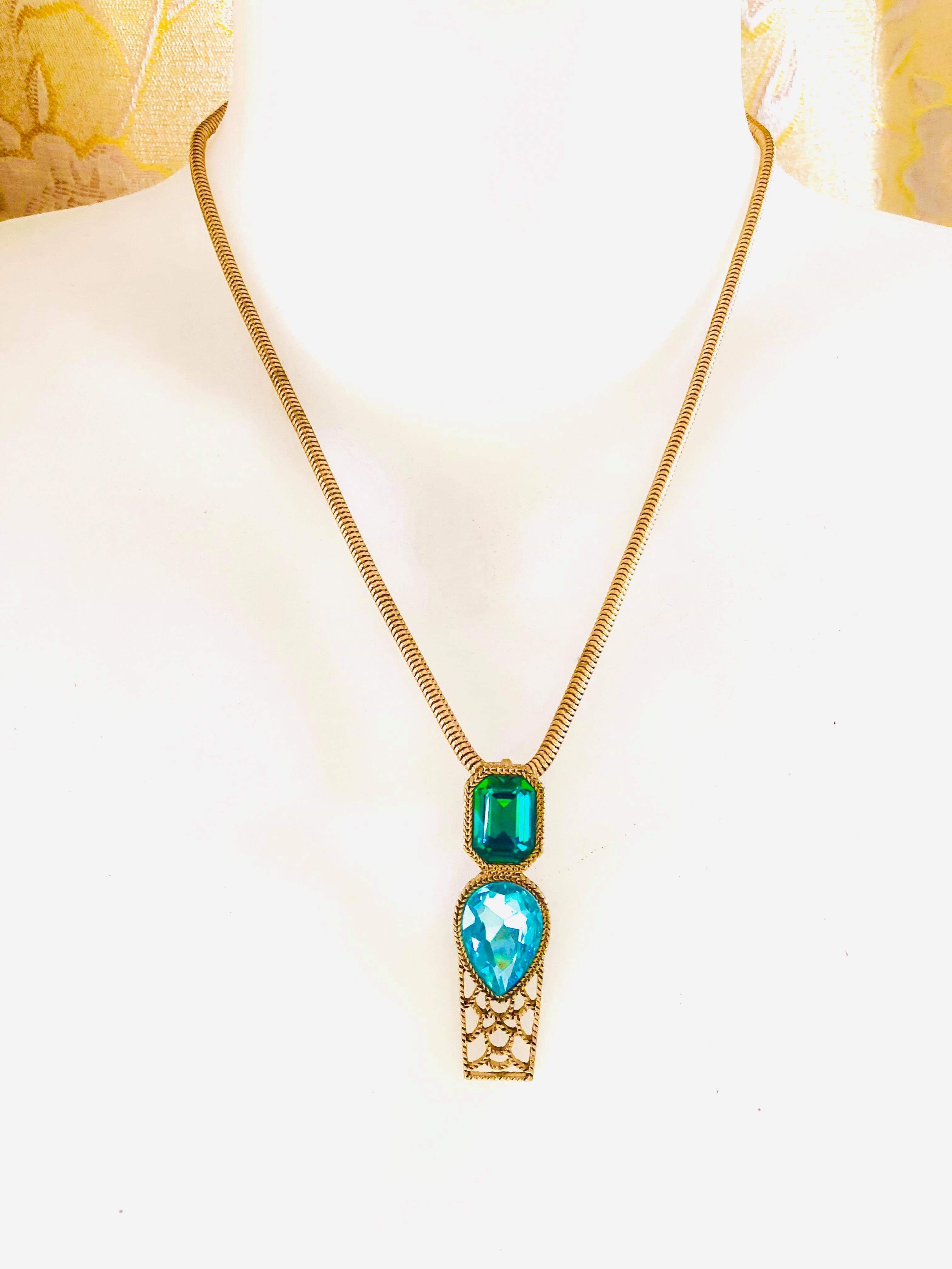 Givenchy Crystal Pendant Snake Chain Necklace