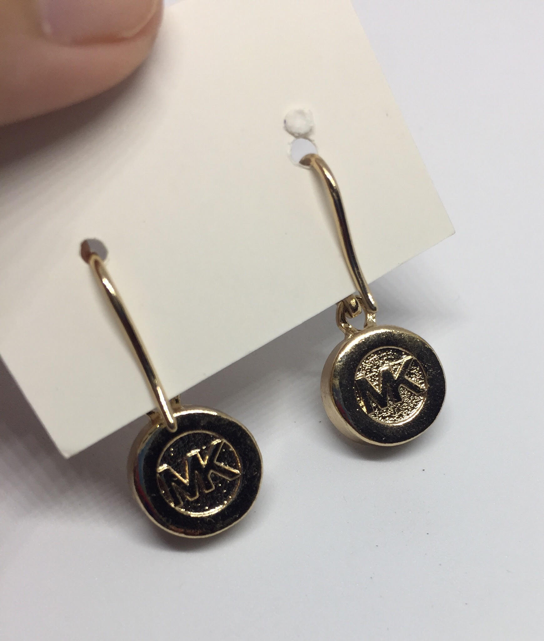 MK Brilliance Logo Drop Earrings-Gold