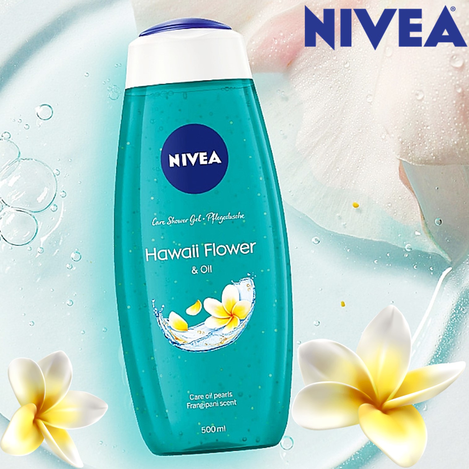 NIVEA HAWAII FLOWER & OIL SHOWER GEL 500ml เจลอาบน้ำกลิ่นหอมใหม่สูตรพิเศษจากนีเวียสินค้านำเข้าจากออสเตรเลีย