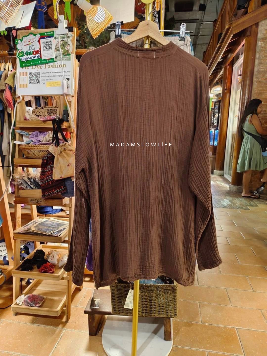 เสื้อแขนยาวคอจีน Size F เนื้อผ้าคอตตอนสาลูพรีเมียม มี 4 สี