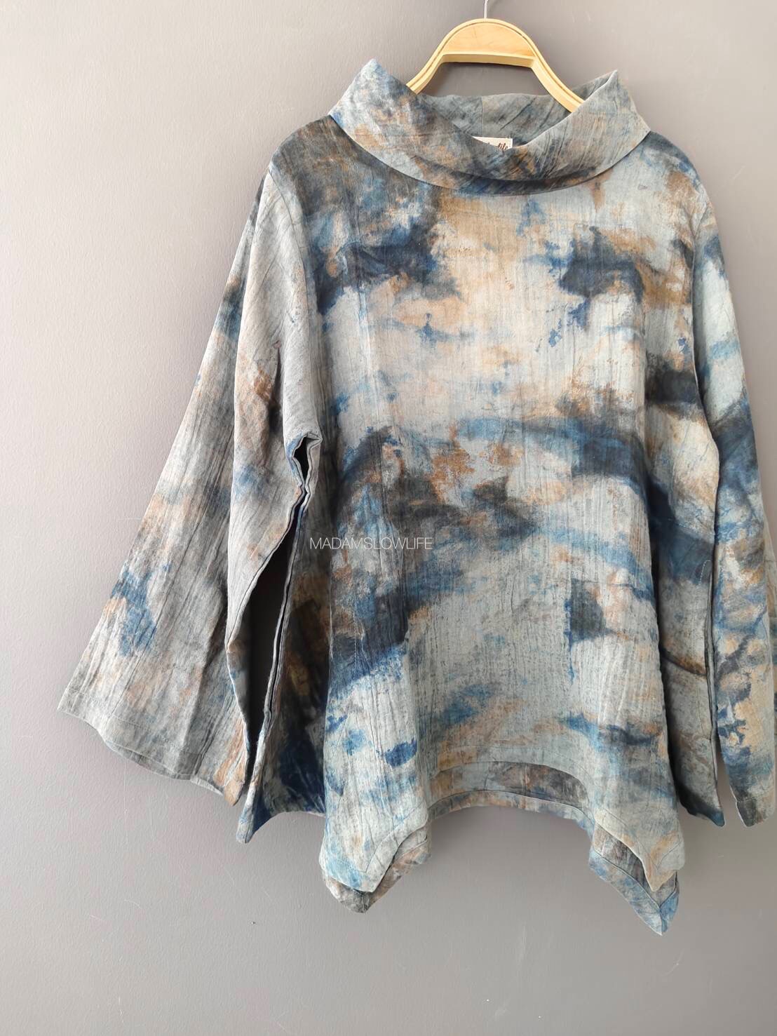 เสื้อคอบัวผู้หญิงแขนยาว Size F มัดย้อมสีปลอดสารพิษ