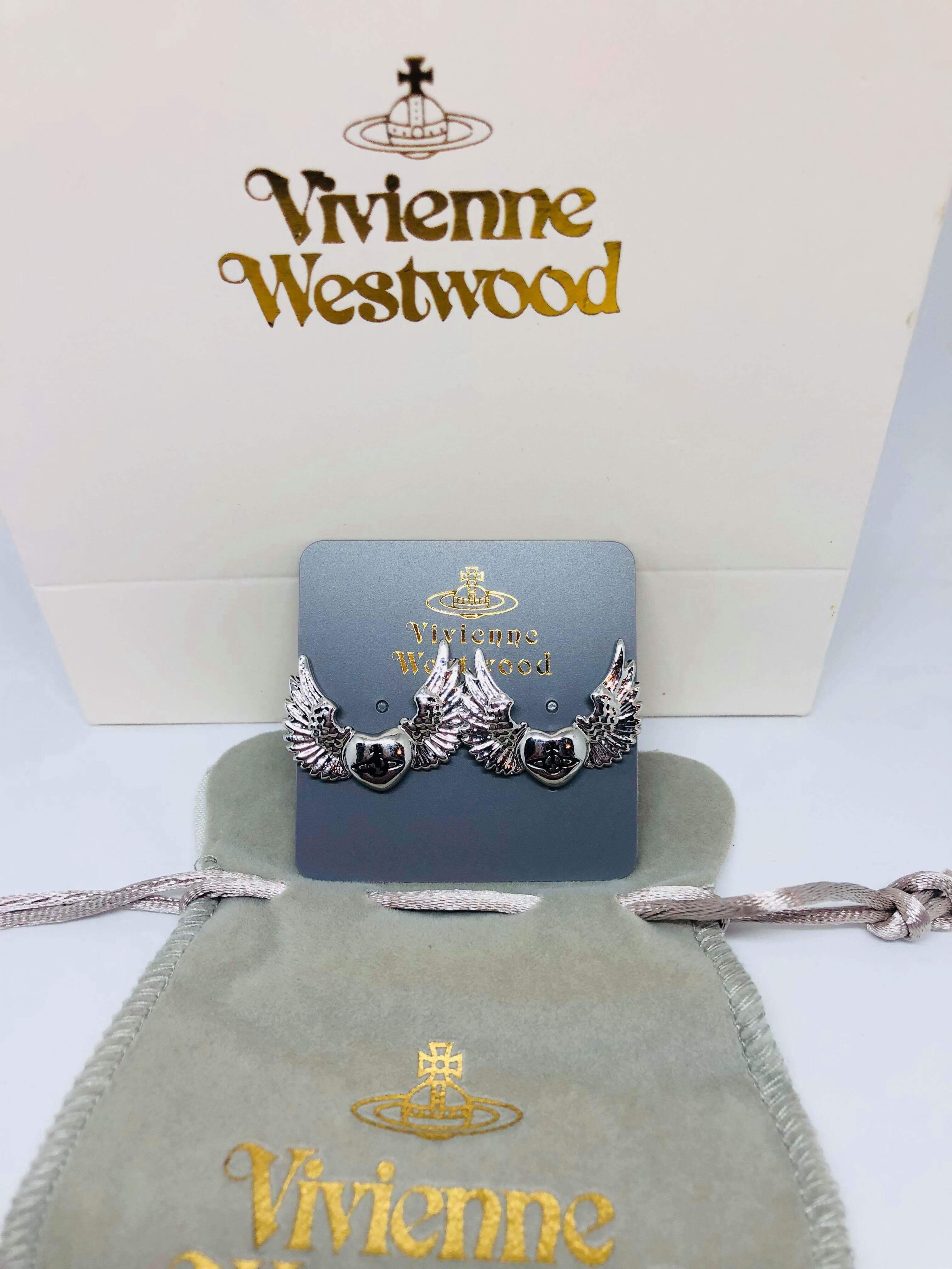 Vivienne Westwood Heart Orb Wings Earrings