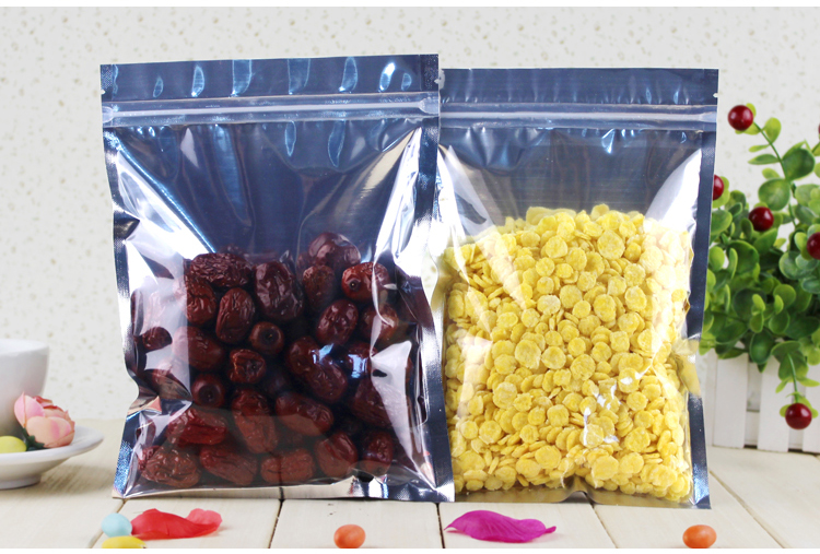 ถุงเมทัลไลท์ หน้าใส หลังฟอยล์ ซิปล็อค ตั้งไม่ได้ ขนาด 8.5*14 ซม.