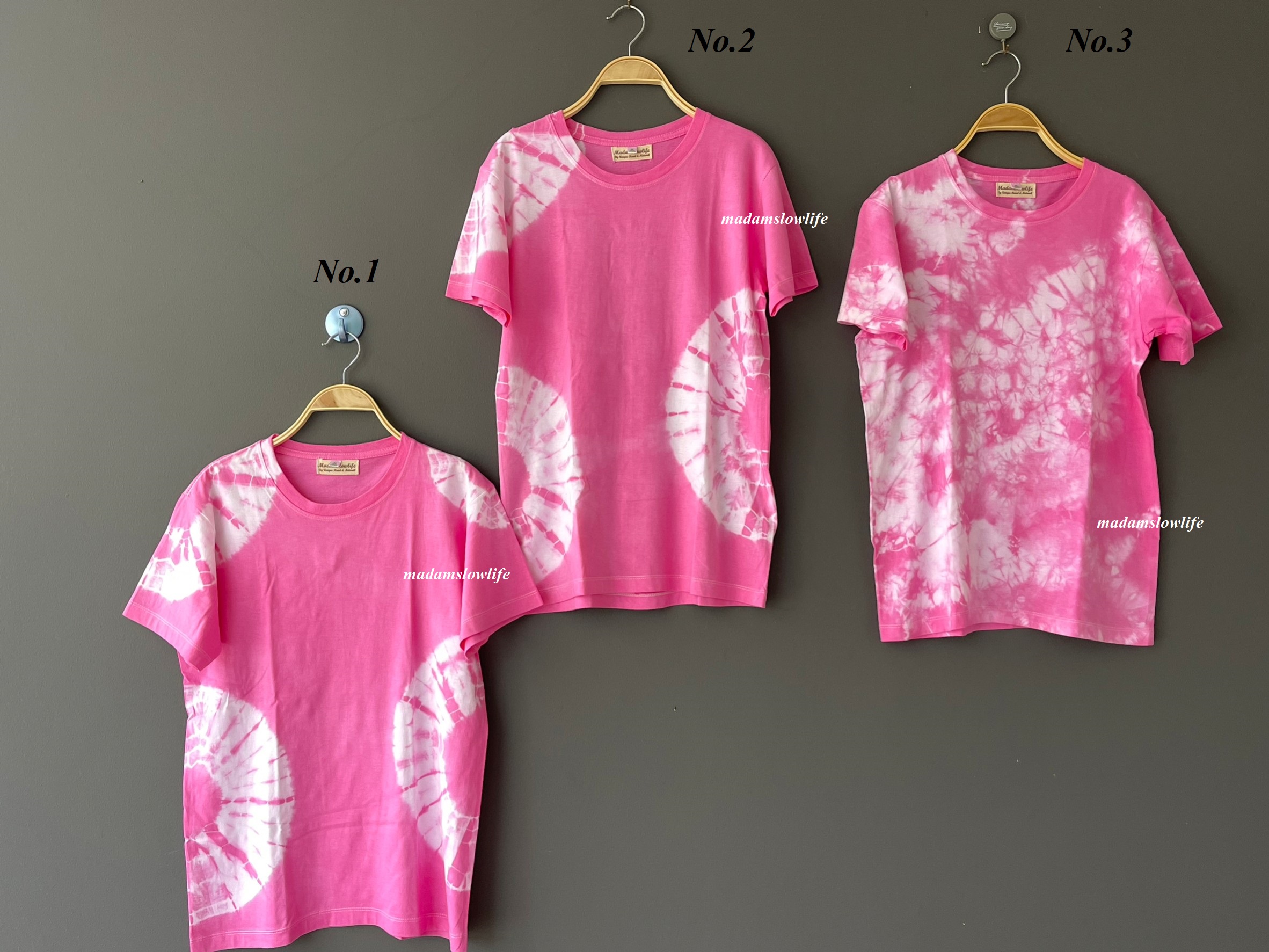 เสื้อยืดคอตตอน มัดย้อมชมพู มีSize:S,M,L,XL,2XL