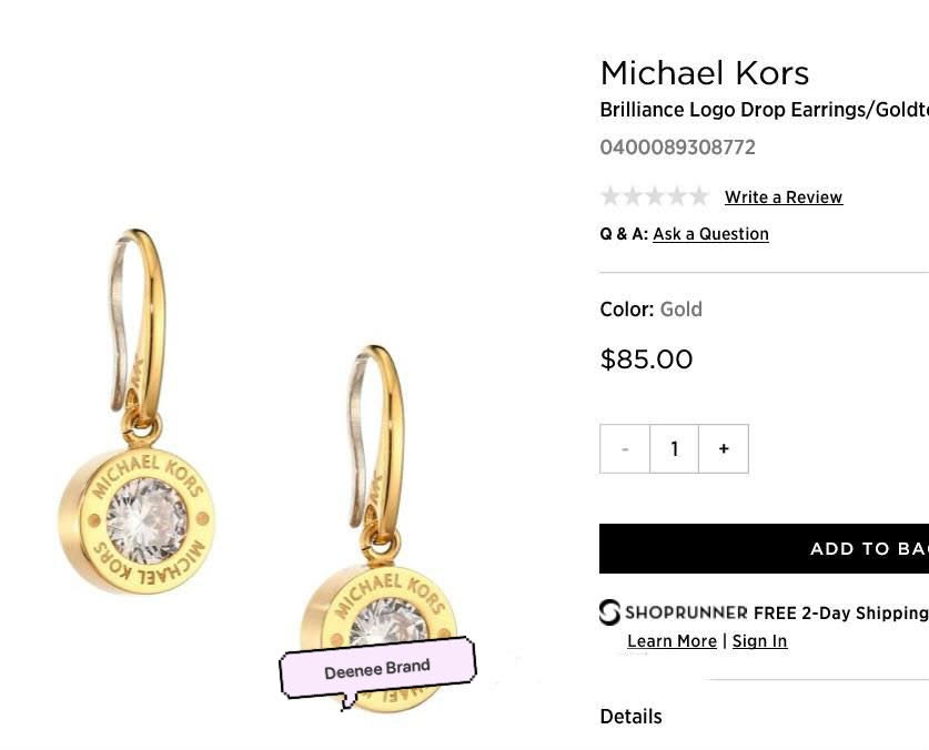 MK Brilliance Logo Drop Earrings-Gold