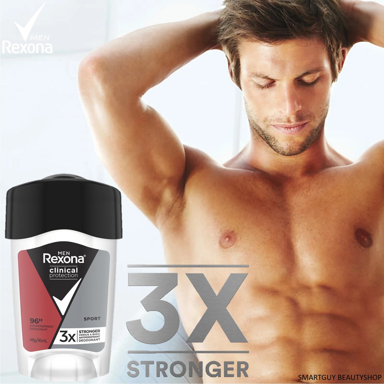 REXONA Men Sport Clinical Protection Antiperspirant Deodorant 45ml ผลิตภัณฑ์ครีมสติ๊กระงับกลิ่นใต้วงแขนสำหรับผู้ชายกลิ่นพิเศษจากต่างประเทศ