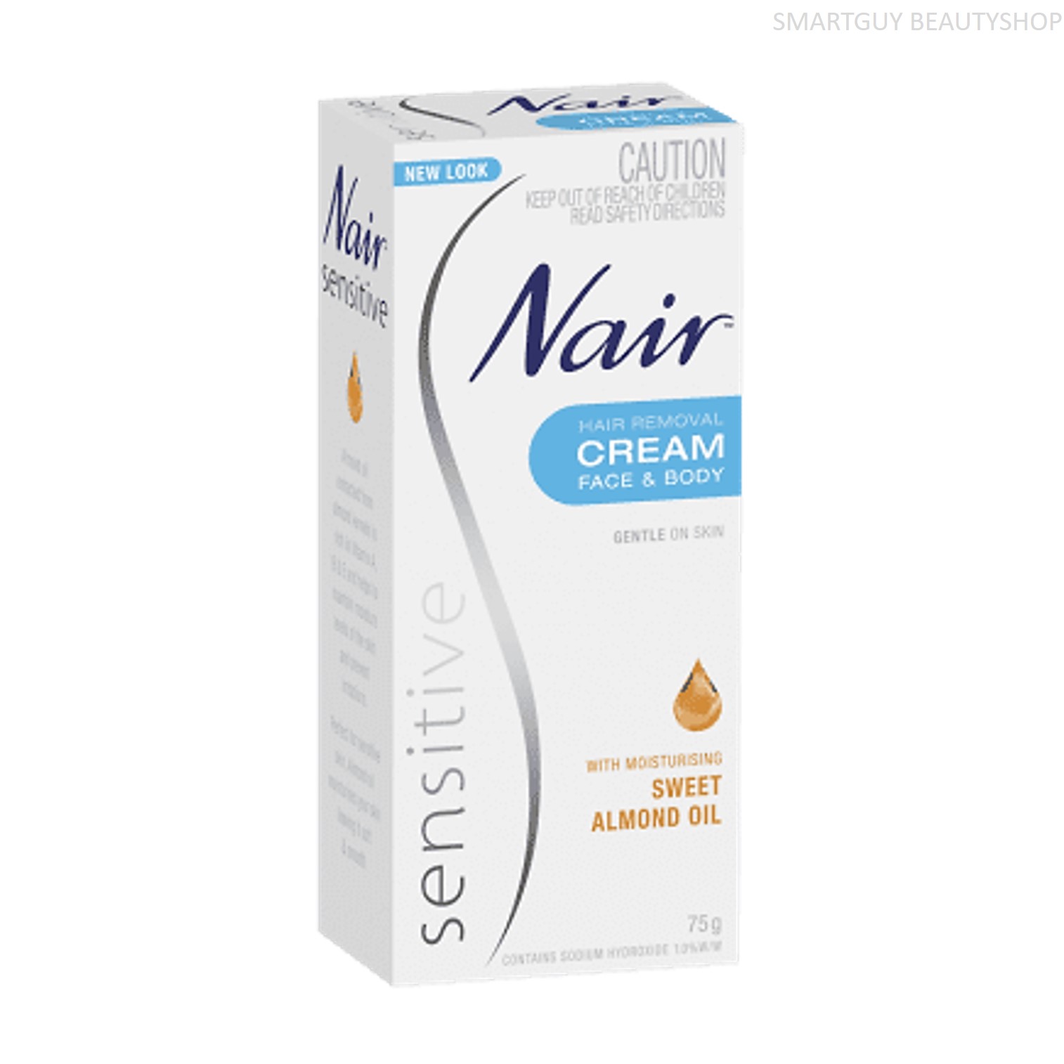 Nair Sensitive Hair Removal Cream With Moisturising Sweet Almond Oil 75g ครีมกำจัดขนในขณะอาบน้ำสูตรอ่อนโยนพร้อมดูแลผิวด้วยสารสกัดอัลม่อนออยล์สินค้านำเข้าจากต่างประเทศ