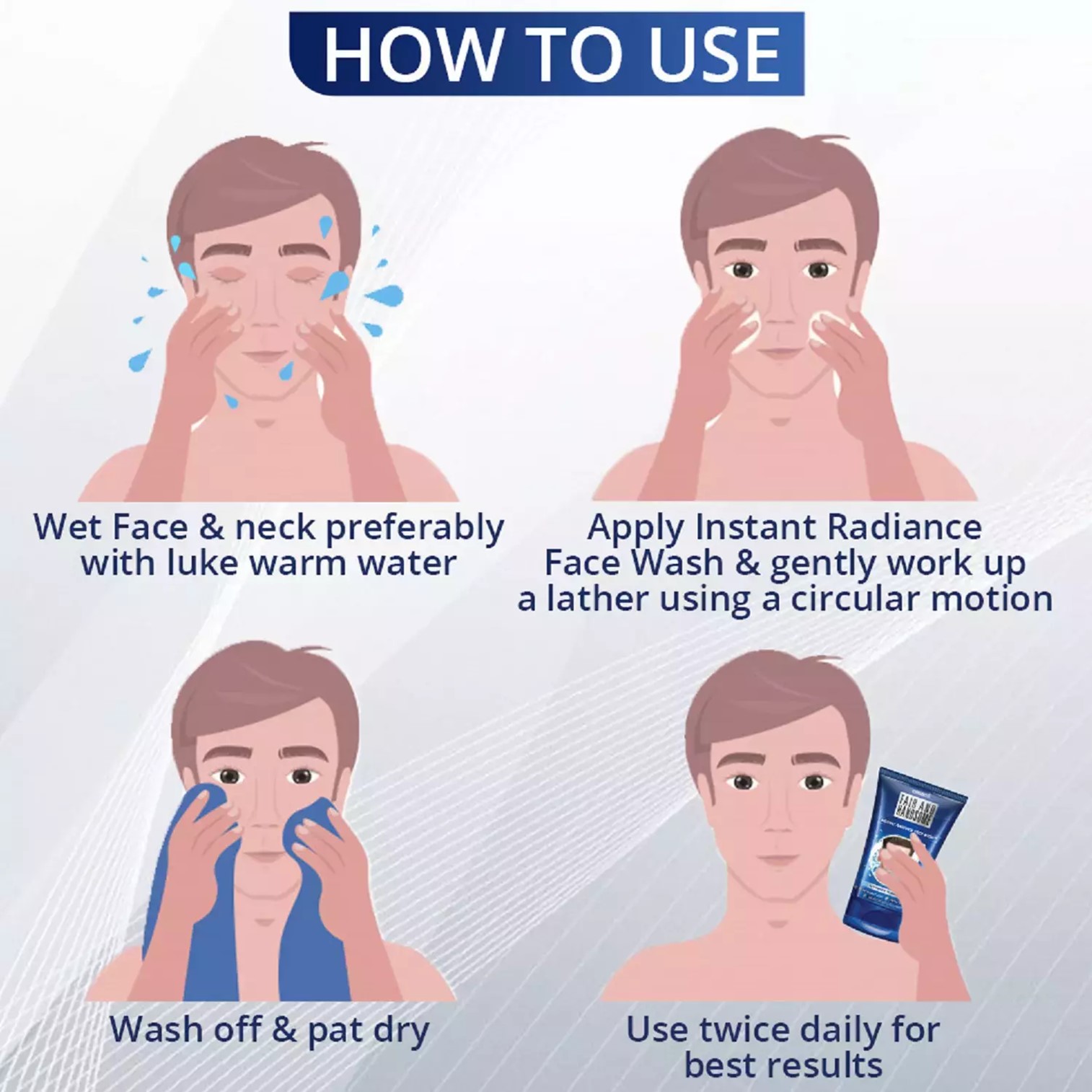 Emami Fair and Handsome Instant Radiance Face Wash 100g ผลิตภัณฑ์ทำความสะอาดผิวหน้าสูตรพิเศษสำหรับผู้ชายจากต่างประเทศของแท้พร้อมส่ง