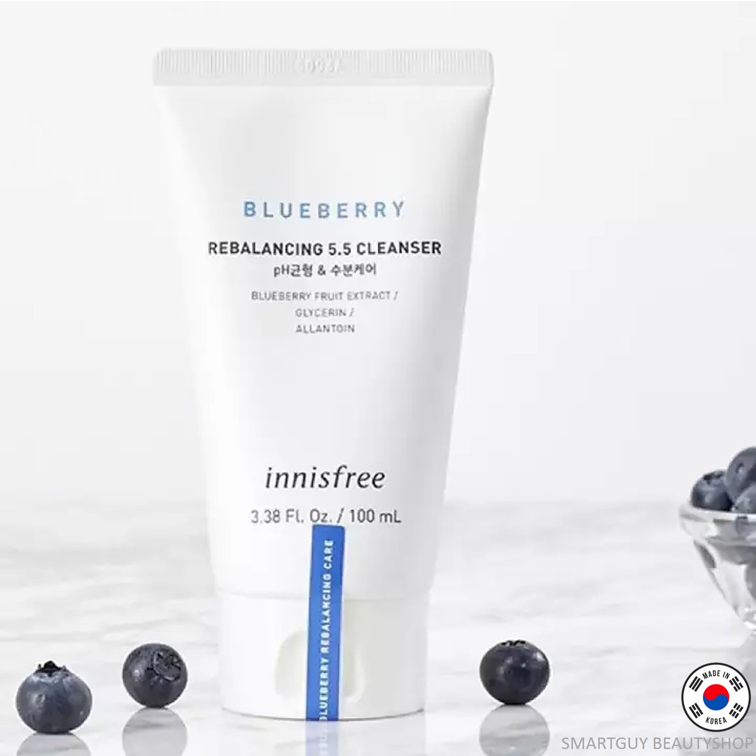 Innisfree Blueberry rebalancing 5.5 cleanser 100ml คลีนซิ่งโฟมล้างทำความสะอาดผิวหน้าสูตรสารสกัดบลูเบอรี่จากเกาหลีของแท้