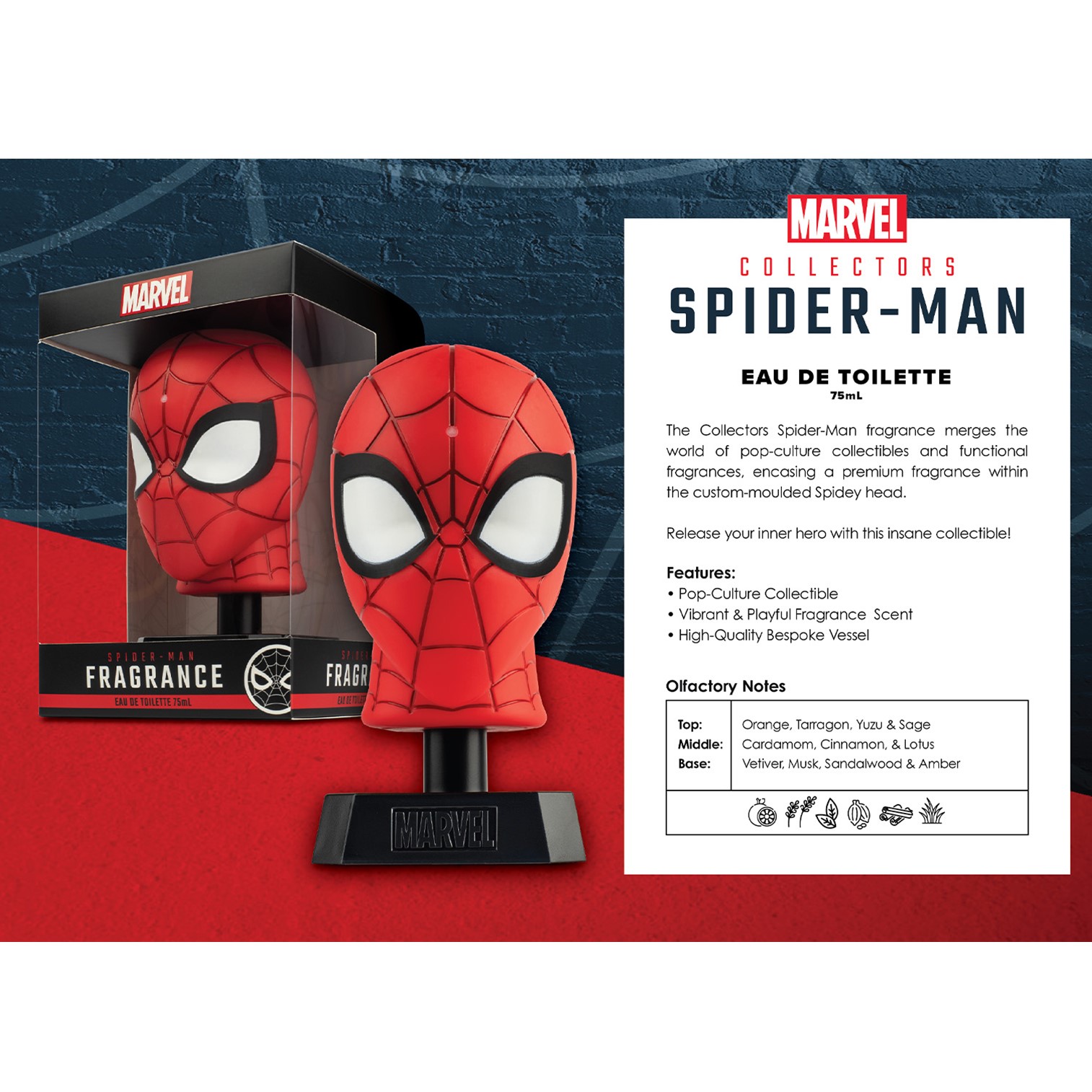 Marvel Spiderman Bust Fragrance Eau De Toilette 75ml น้ำหอมลิขสิทธิ์แท้จากมาร์เวลสินค้านำเข้าจากออสเตรเลียพร้อมส่ง