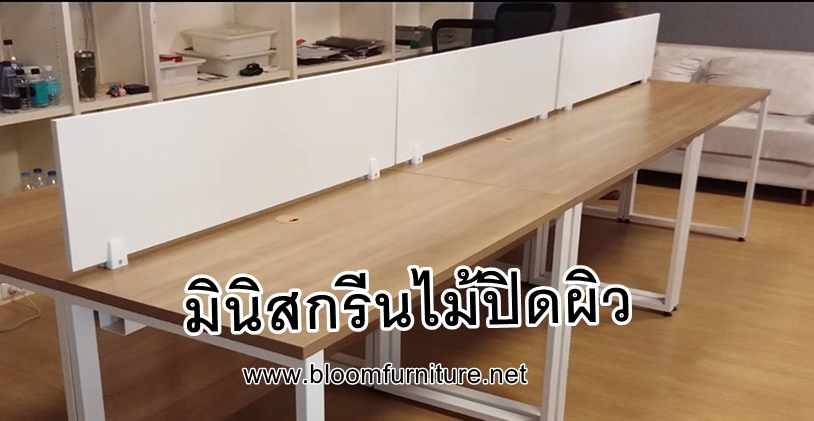 แผ่นกั้นหน้าโต๊ะ มินิสกรีนไม้ปิดผิวเมลามีน พร้อมอุปกรณ์ยึด (สี/ขนาด เลือกได้)