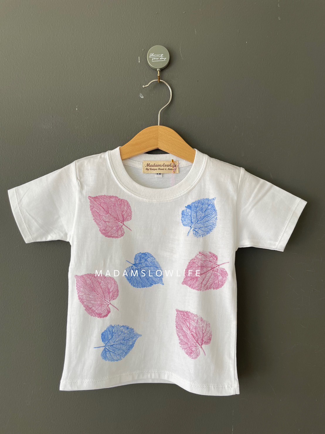 เสื้อเด็กชาย/หญิง คอตตอน 100% พิมพ์ลายใบไม้ size 90 100 110 120 130 140