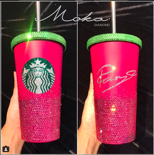 แก้ว Starbucks ติดเพชร ขนาด Grande size 16 oz. Limited Pink
