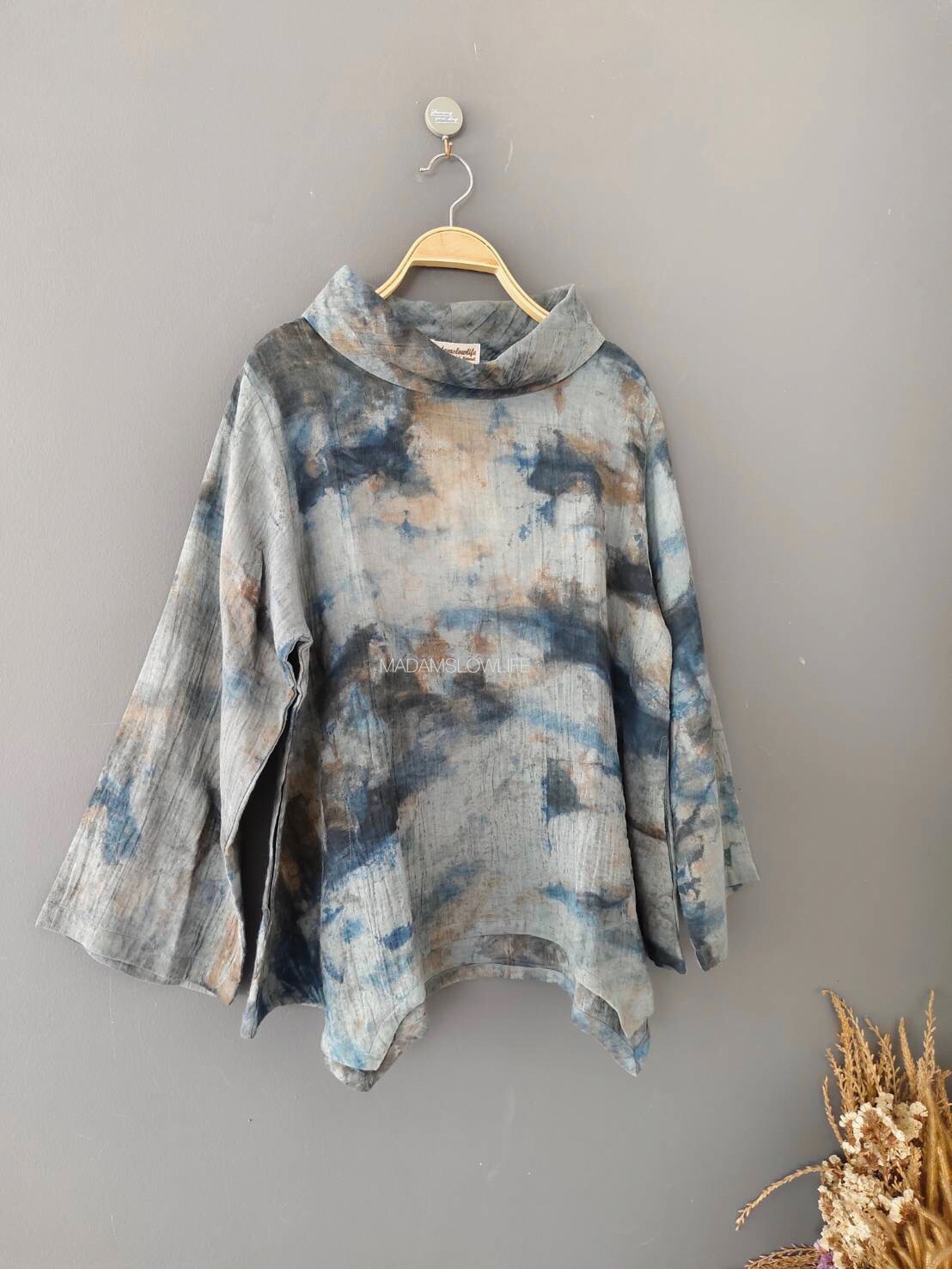 เสื้อคอบัวผู้หญิงแขนยาว Size F มัดย้อมสีปลอดสารพิษ