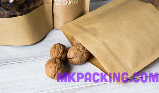 ถุงกระดาษคราฟท์ หน้าต่างใส ซิปล็อค ตั้งได้ ขนาด 9*14+3 ซม.