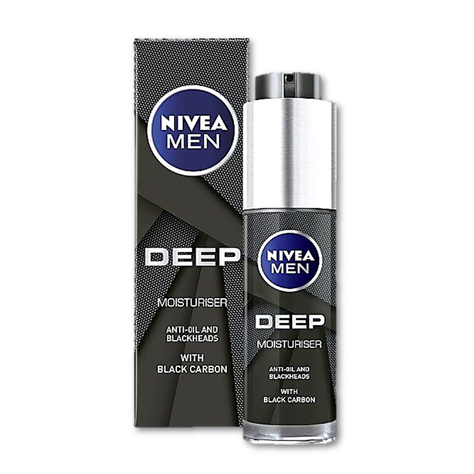 NIVEA Men Deep Moisturiser Anti Oil and Blackheads With Black Carbon 50ml. ผลิตภัณฑ์มอยซ์เจอร์ไรเซอร์บำรุงผิวหน้าสำหรับผู้ชายสูตรพิเศษลดสิวปรับผิวหน้ากระจ่างใสสองเท่า สินค้านำเข้าจากต่างประเทศ