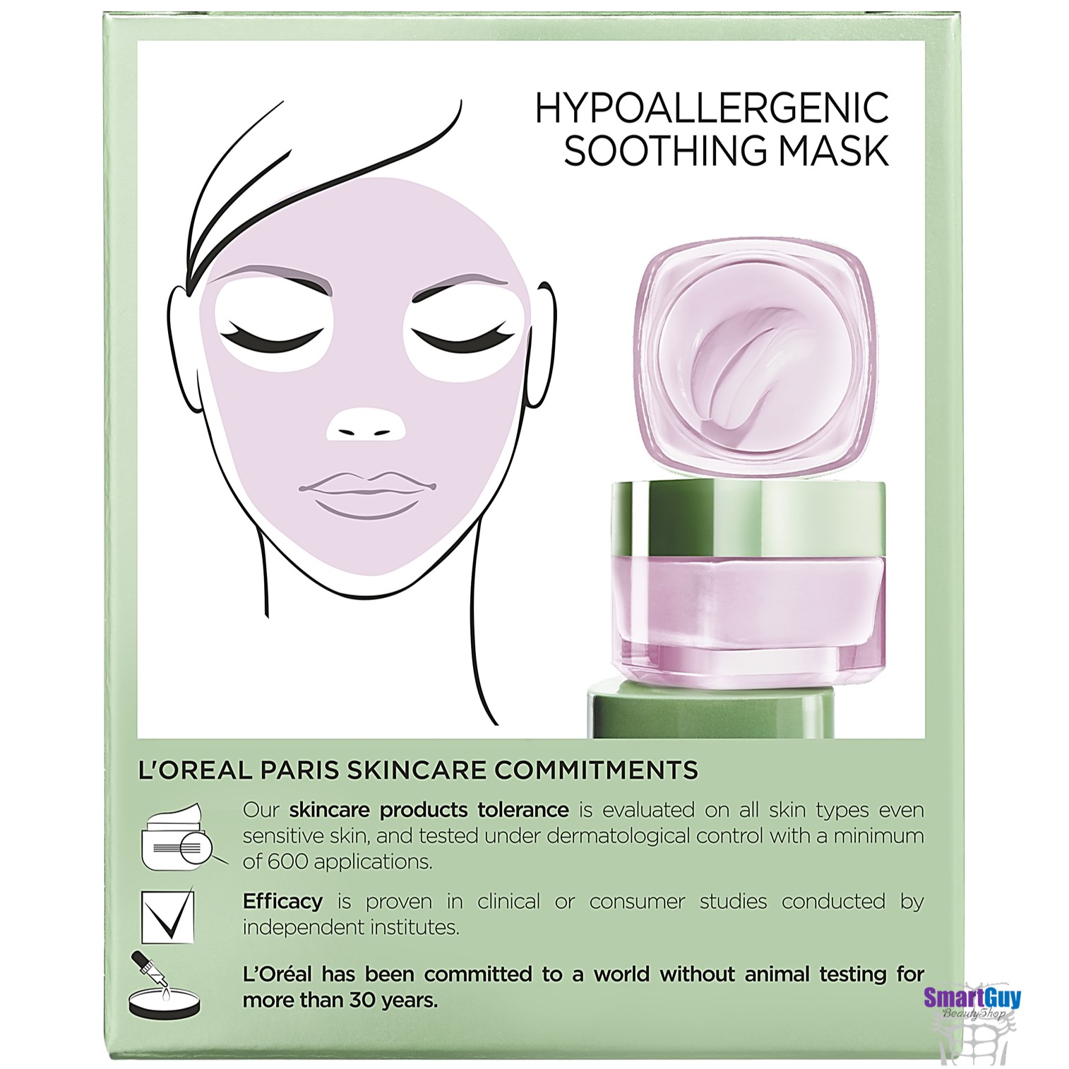 ครีมมาส์คหน้าใสสูตรพรีเมี่ยมช่วยบำรุงและฟื้นฟูปรับสภาพผิวหน้ากระจ่างใสตึงกระชับสูตรเข้มข้นของแท้ L’OREAL Paris Pure Clay Soothing Mask Detoxifies, Reduces Irritation(purple) 50ml.