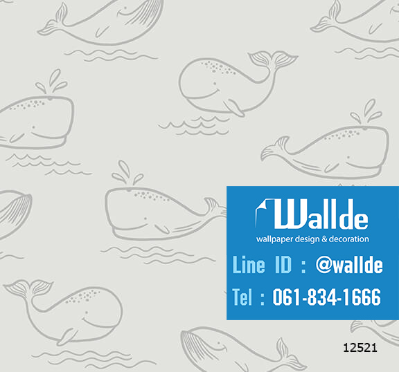 วอลเปเปอร์ห้องเด็ก วอลเปอร์ลายการ์ตูน ลายปลาวาฬ
