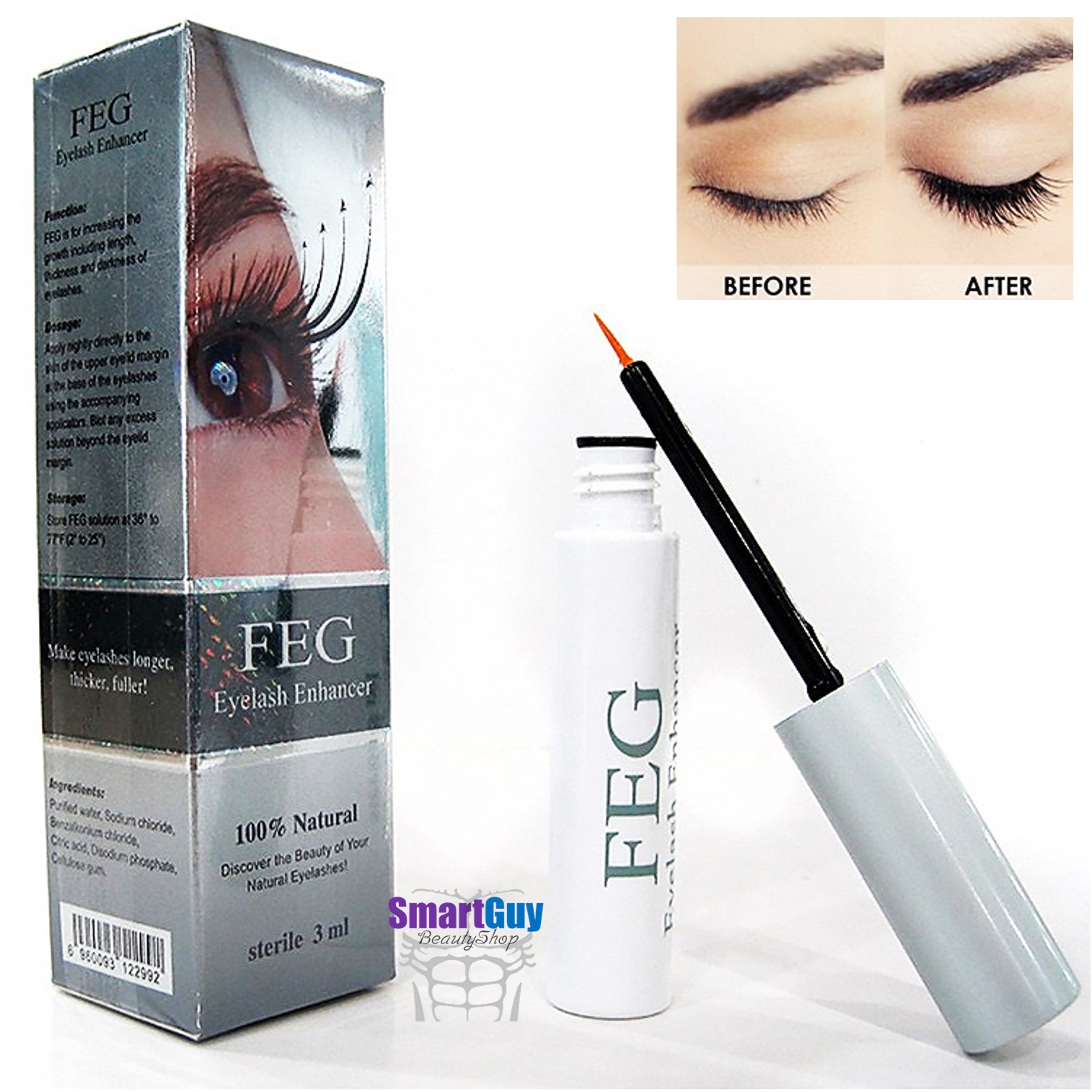 FEG Eyelash Enhancer 100% Natural 3ml. เซรั่มเร่งขนตายาวป้องกันการหลุดร่วงของขนตา