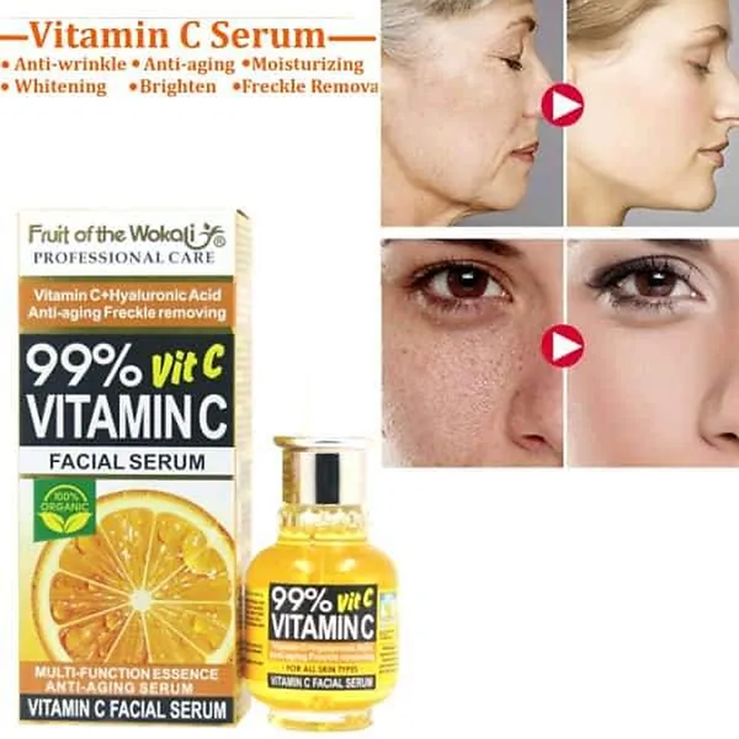 Fruit of the Wokali Vitamin C Facial Serum 40ml เซรั่มวิตามินซีบำรุงผิวหน้าสูตรพิเศษจากสารสกัดธรรมชาติสินค้านำเข้าจากต่างประเทศของแท้พร้อมส่ง