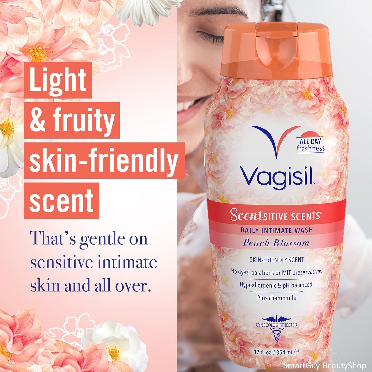 Vagisil Scentsitive Scents Daily Intimate Wash Peach Blossom 354ml ผลิตภัณฑ์ทำความสะอาดจุดซ่อนเร้นสูตรอ่อนโยนพิเศษสำหรับผู้หญิงสินค้านำเข้าจากออสเตรเลียพร้อมส่ง
