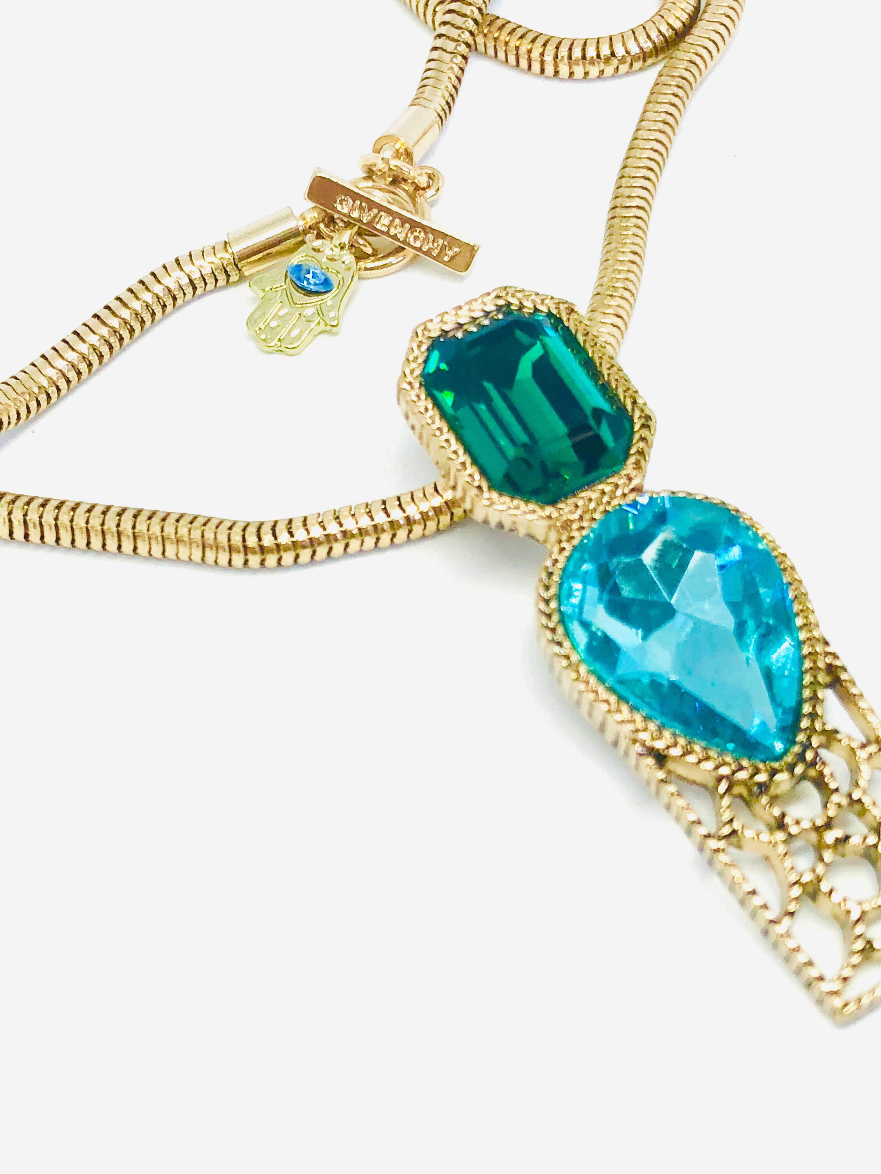 Givenchy Crystal Pendant Snake Chain Necklace