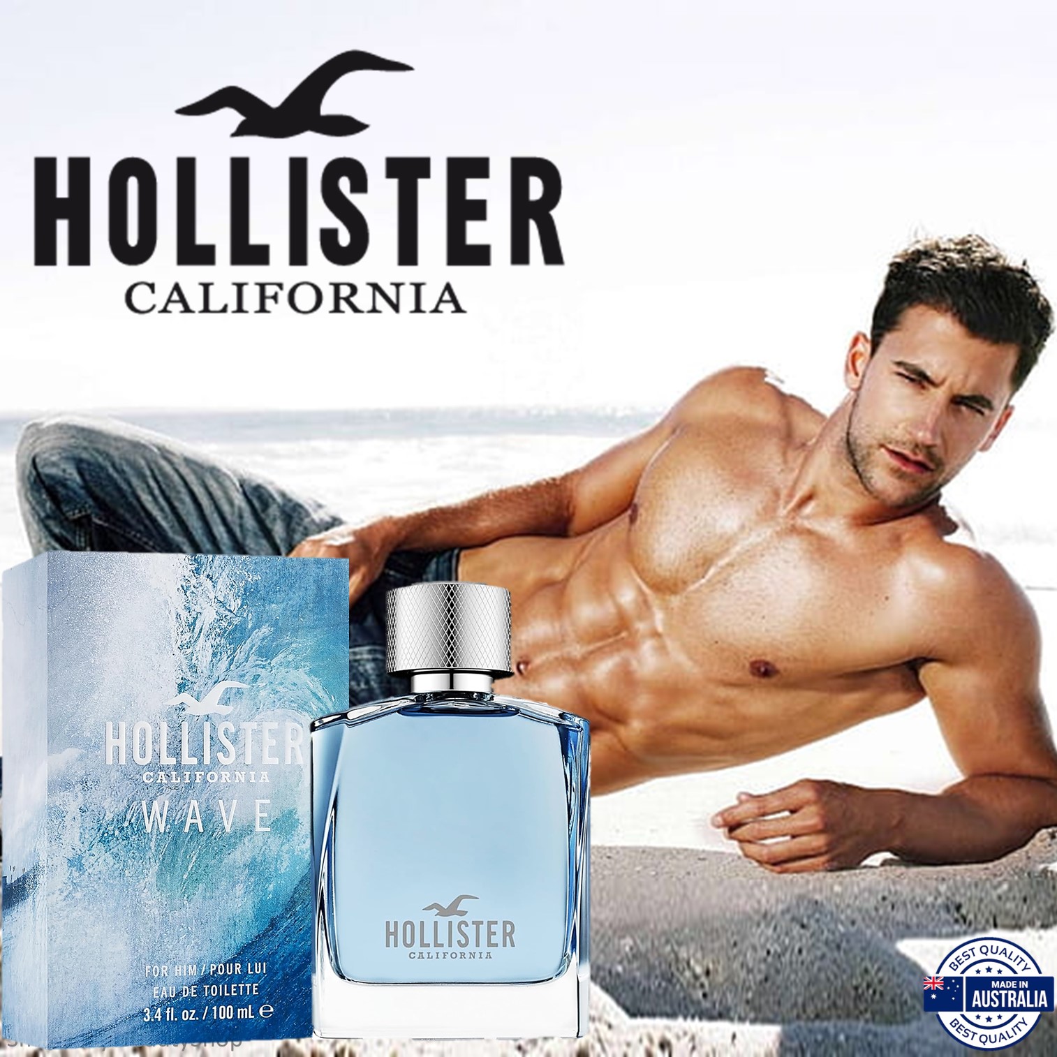 Hollister California Wave For Him Eau De Toilette 100ml น้ำหอมผู้ชายกลิ่นหอมเย็นสดชื่นสุดคูลสินค้านำเข้าจากออสเตรเลียรับประกันของแท้พร้อมส่ง