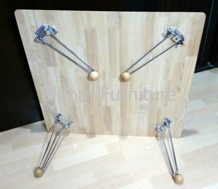 โต๊ะญี่ปุ่นไม้ยางพารา ขาเหล็กชุบพับเก็บได้ ขนาด 60 , 75 ซม.