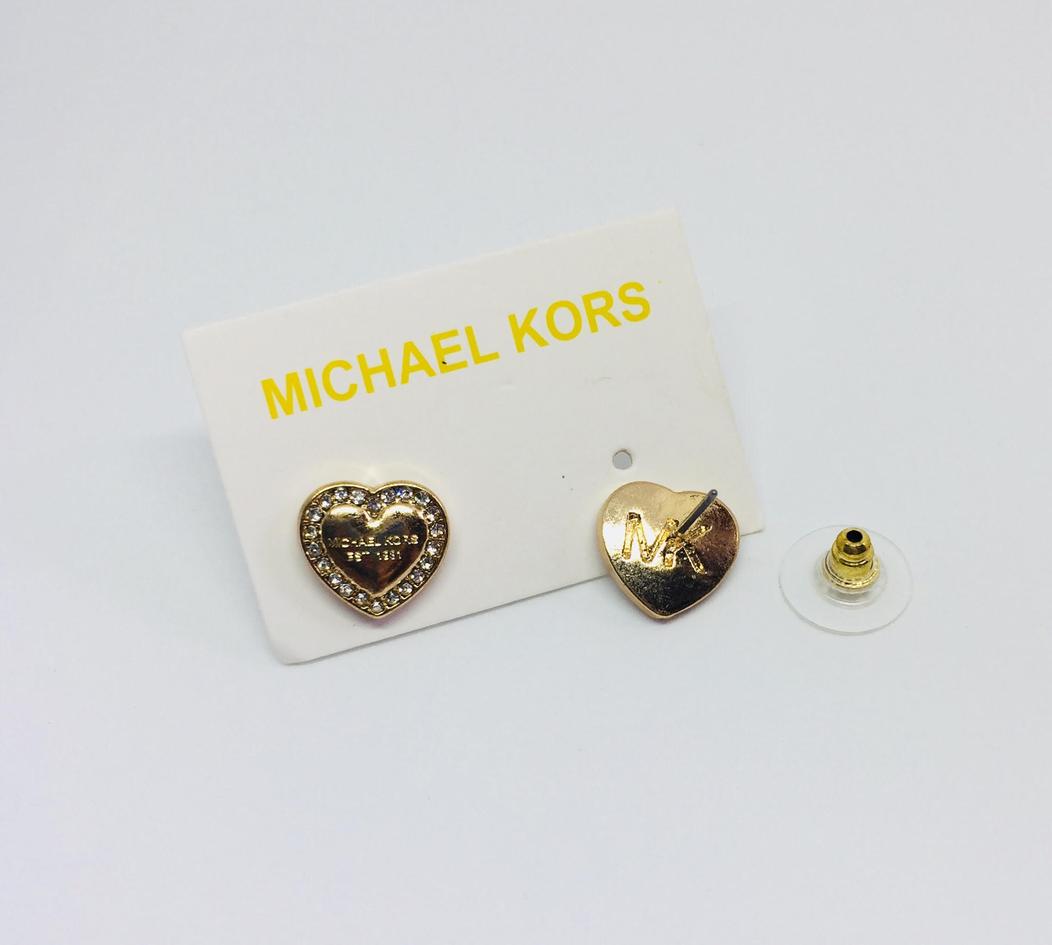 MK Pave Logo Heart Earrings