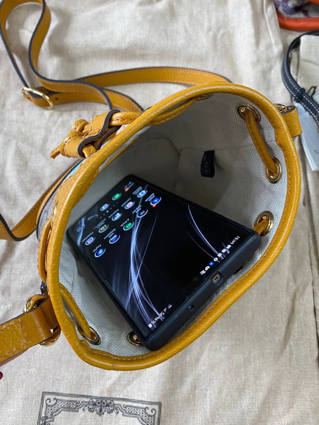 New Gucci (X Kai) Teddy Bear Print Canvas&Leather Mini Bucket Bag