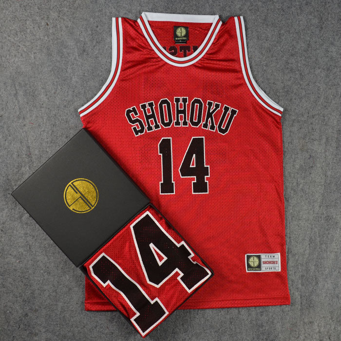 ชุดบาส Slamdunk Shohoku No.14 Mitsui สีแดง