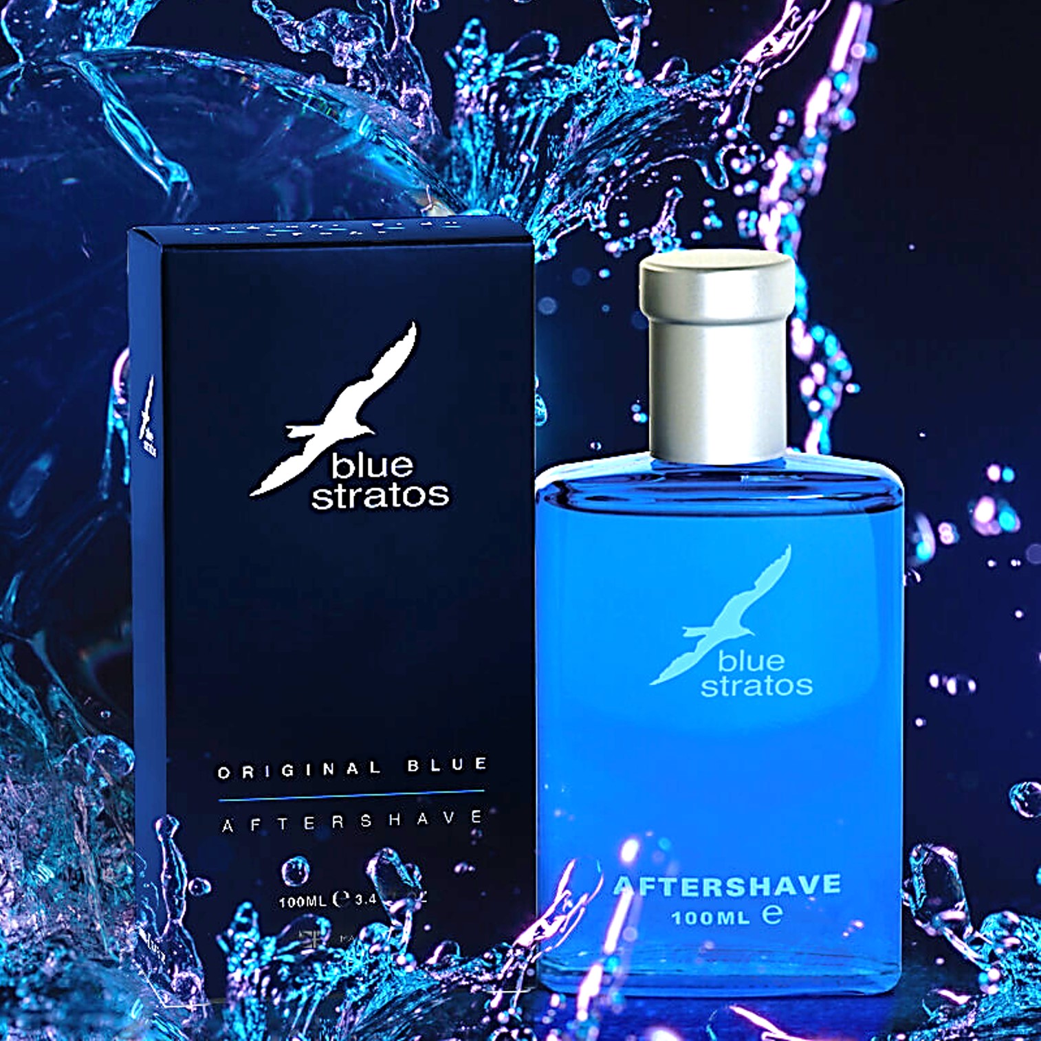 Blue Stratos Aftershave 100ml ผลิตภัณฑ์บำรุงผิวหน้าหลังการโกนหนวดสูตรพิเศษจากต่างประเทศ