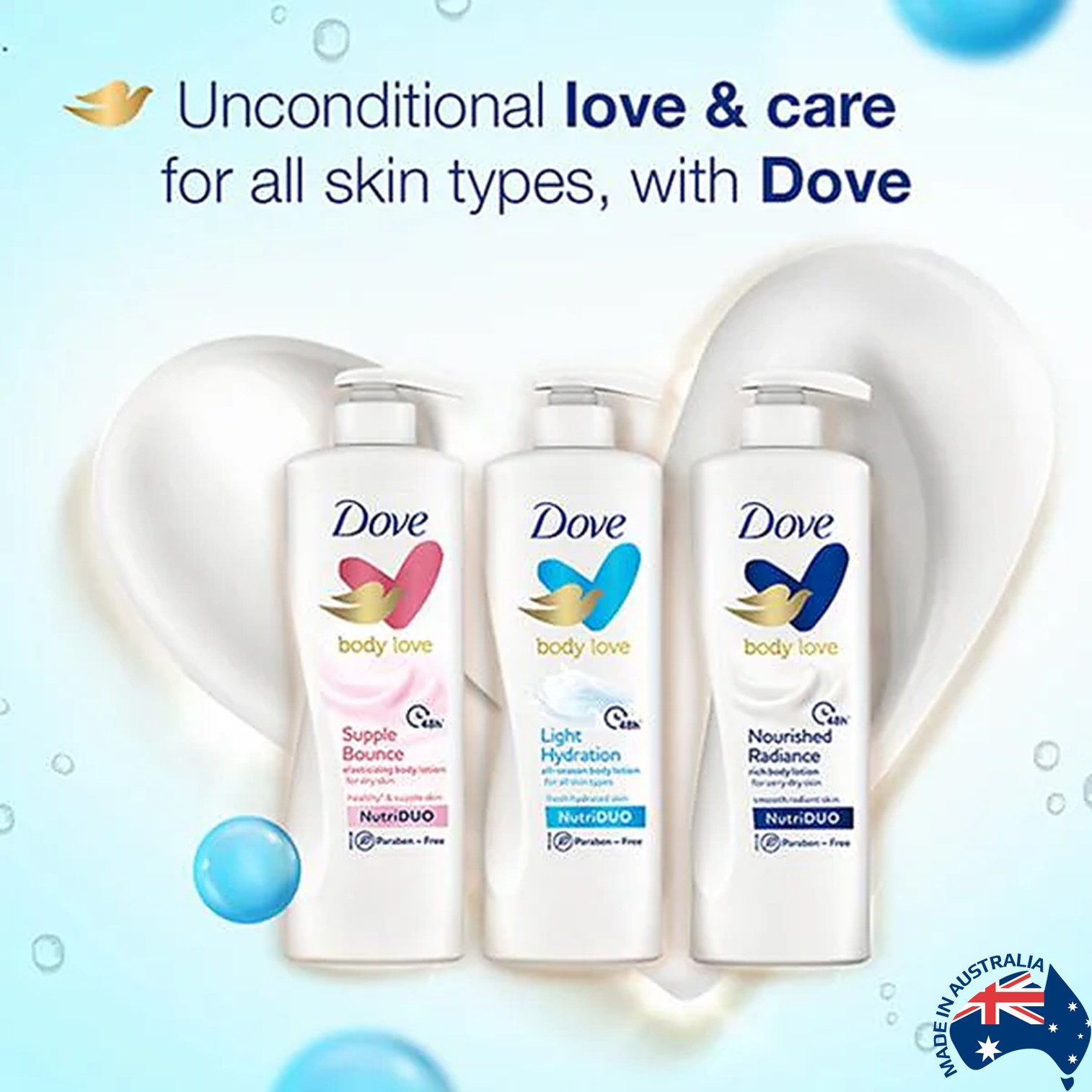 Dove Body Love Nutri Duo Body Lotion 48hrs Long-Lasting Moisturization 400ml โลชั่นบำรุงผิวกายสูตรพิเศษใหม่ล่าสุดสินค้านำเข้าจากออสเตรเลียพร้อมส่ง