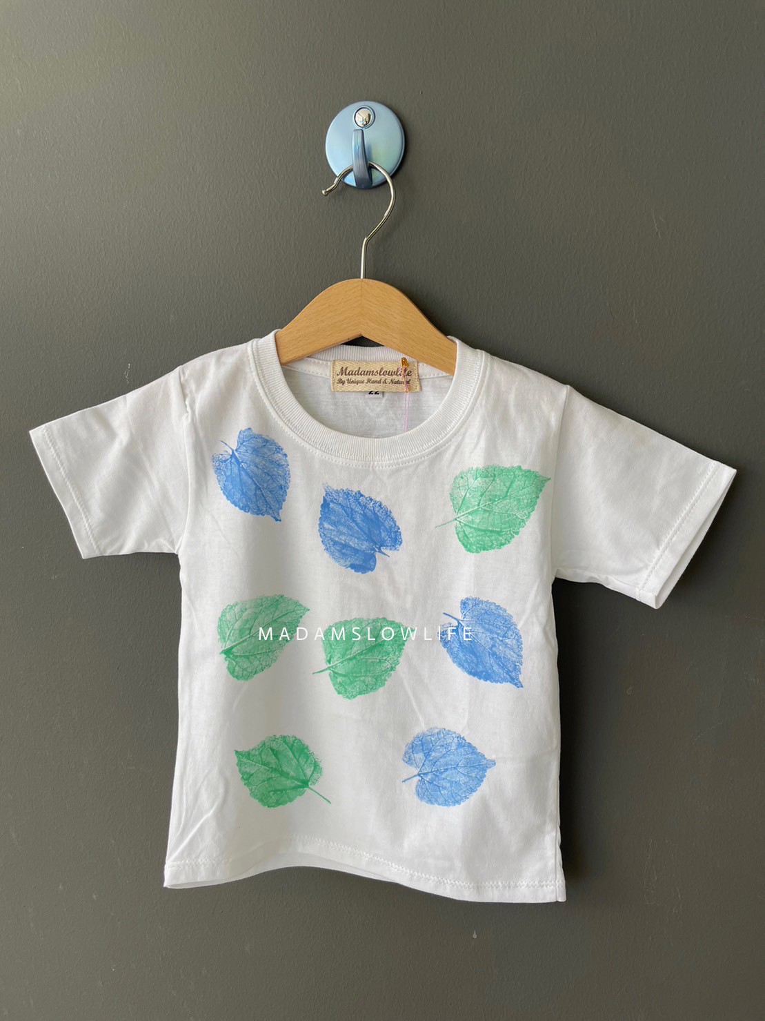 เสื้อเด็กชาย/หญิง คอตตอน 100% พิมพ์ลายใบไม้ size 90 100 110 120 130 140