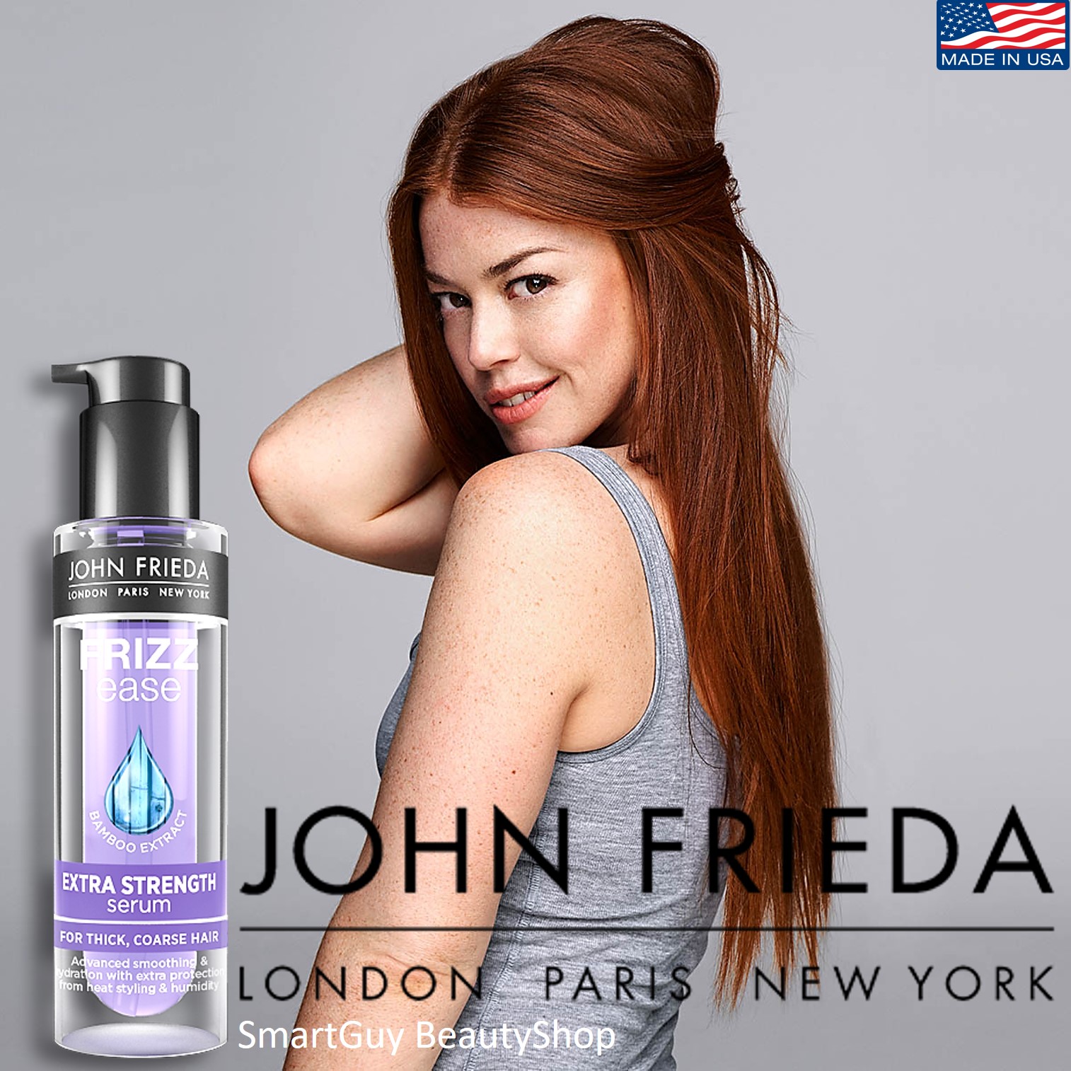 JOHN FRIEDA Frizz Ease Bamboo Extract Extra Strength Serum 50ml เซรั่มบำรุงเส้นผมสูตรพรีเมี่ยมช่วยปรับสภาพเส้นผมให้มีน้ำหนักตรงนุ่มสลวยได้อย่างมีประสิทธิภาพ สินค้านำเข้าจากออสเตรเลียของแท้