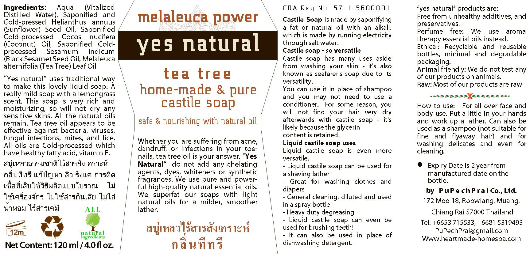 melaleuca power สบู่เหลวไร้สารสังเคราะห์ กลิ่นทีทรีออยล์ 120 ml Tea Tree Castile Liquid Soap 120 ml