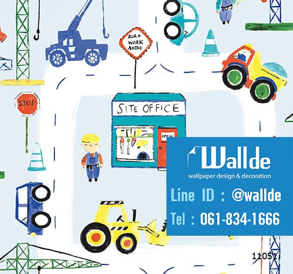 วอลเปเปอร์ห้องเด็ก วอลเปอร์ลายการ์ตูน ลายรถ (11051)
