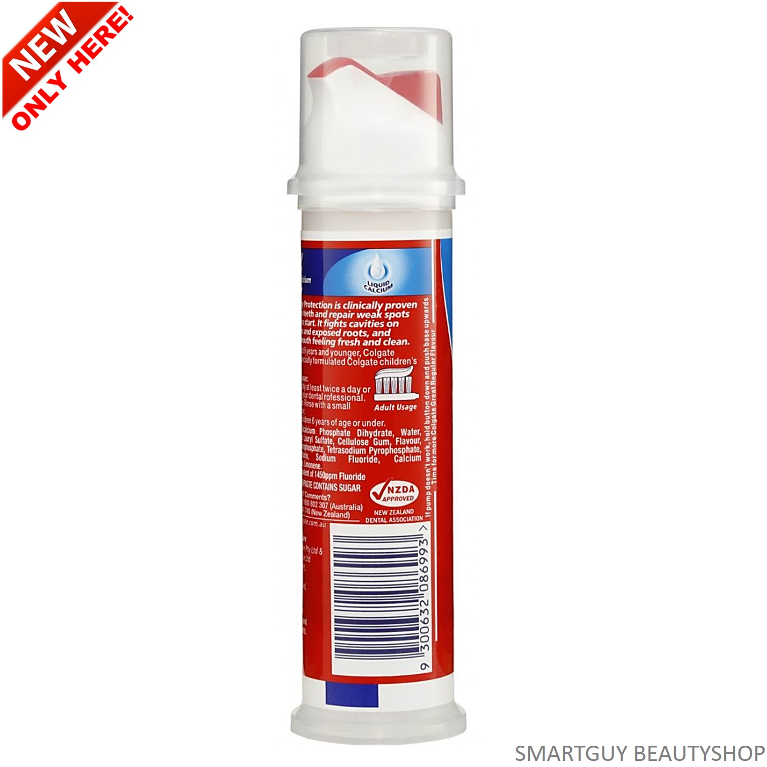 Colgate Cavity Protection Regular Pump Toothpaste 130g ยาสีฟันคอลเกตสูตรพิเศษในขวดดีไซน์ใหม่รูปแบบหัวปั๊ม สินค้านำเข้าจากต่างประเทศ