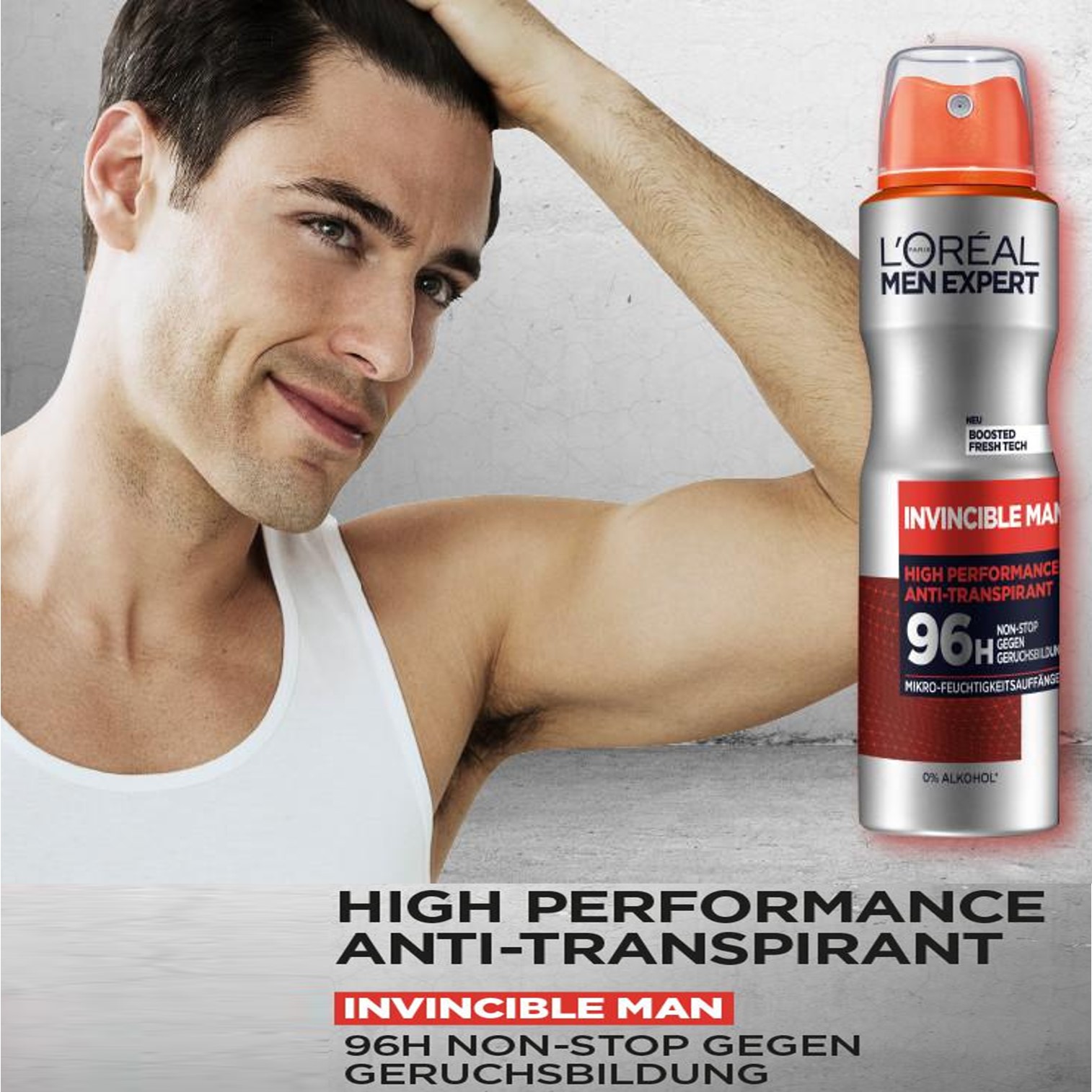 L'Oreal Men Expert Invincible Man 96H Anti-Perspirant Deodorant Spray 150ml สเปรย์ระงับกลิ่นกายกลิ่นหอมพิเศษสำหรับผู้ชายสินค้านำเข้าจากต่างประเทศพร้อมส่ง