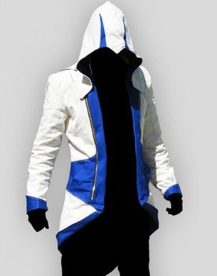 เสื้อแจ๊กเก๊ตฮู้ด Assasins ขาวน้ำเงิน