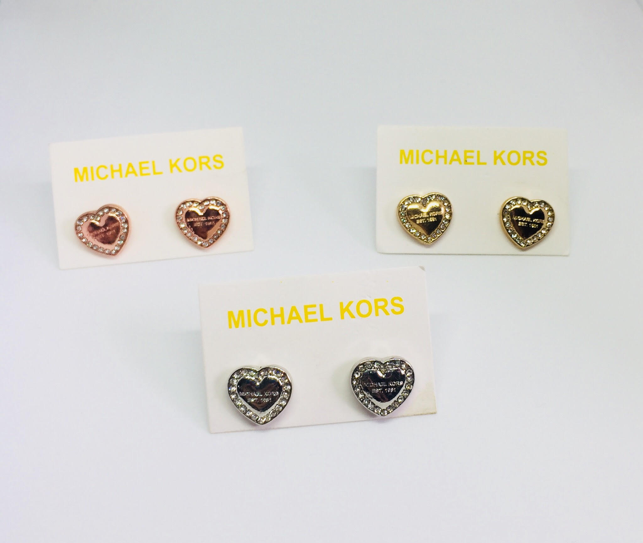 MK Pave Logo Heart Earrings