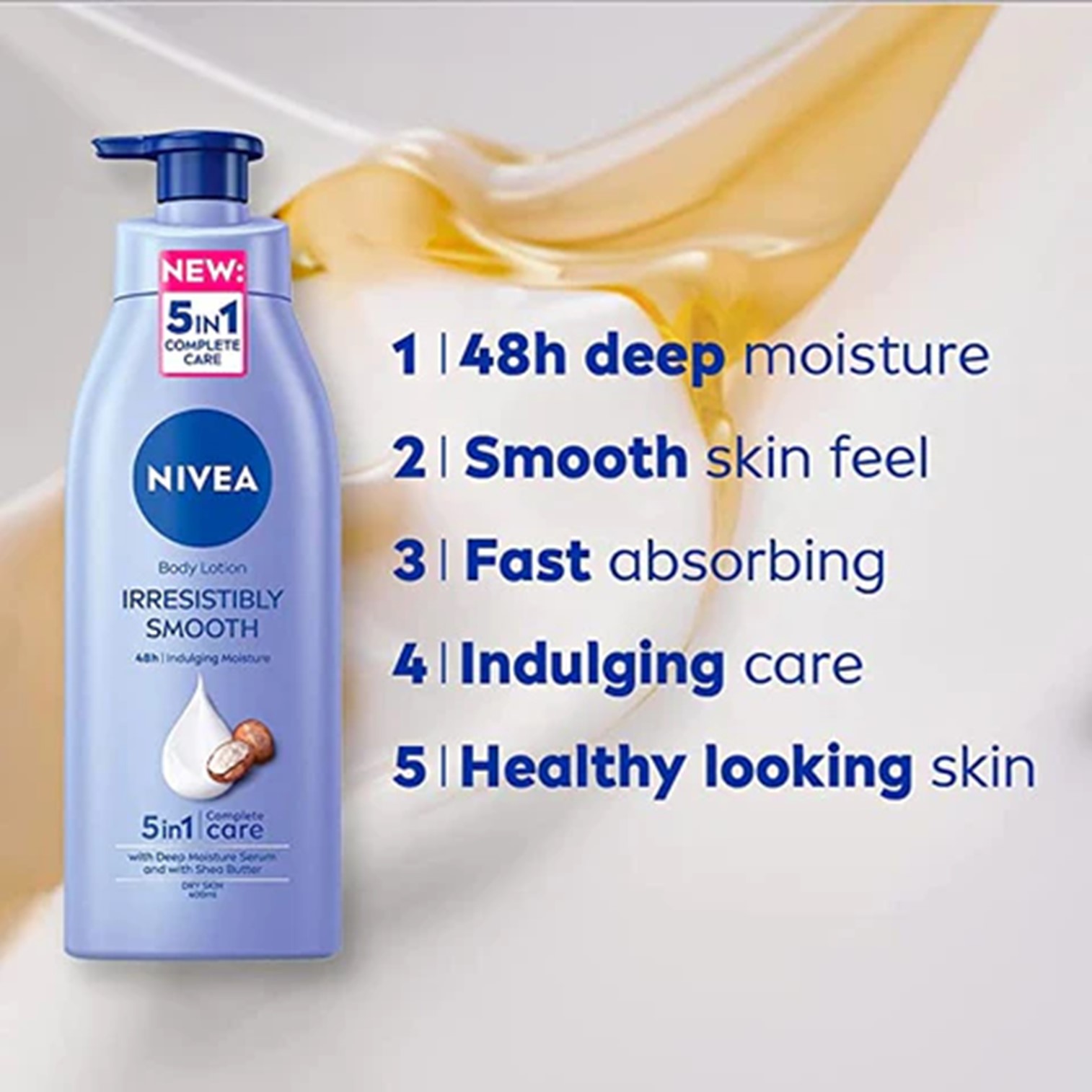 NIVEA IRRESISTIBLY SMOOTH BODY LOTION 400ML โลชั่นบำรุงผิวกายเพิ่มความชุ่มชื้นผิวแลดูอ่อนกว่าวัยสูตรพิเศษสินค้านำเข้าจากออสเตรเลียพร้อมส่ง