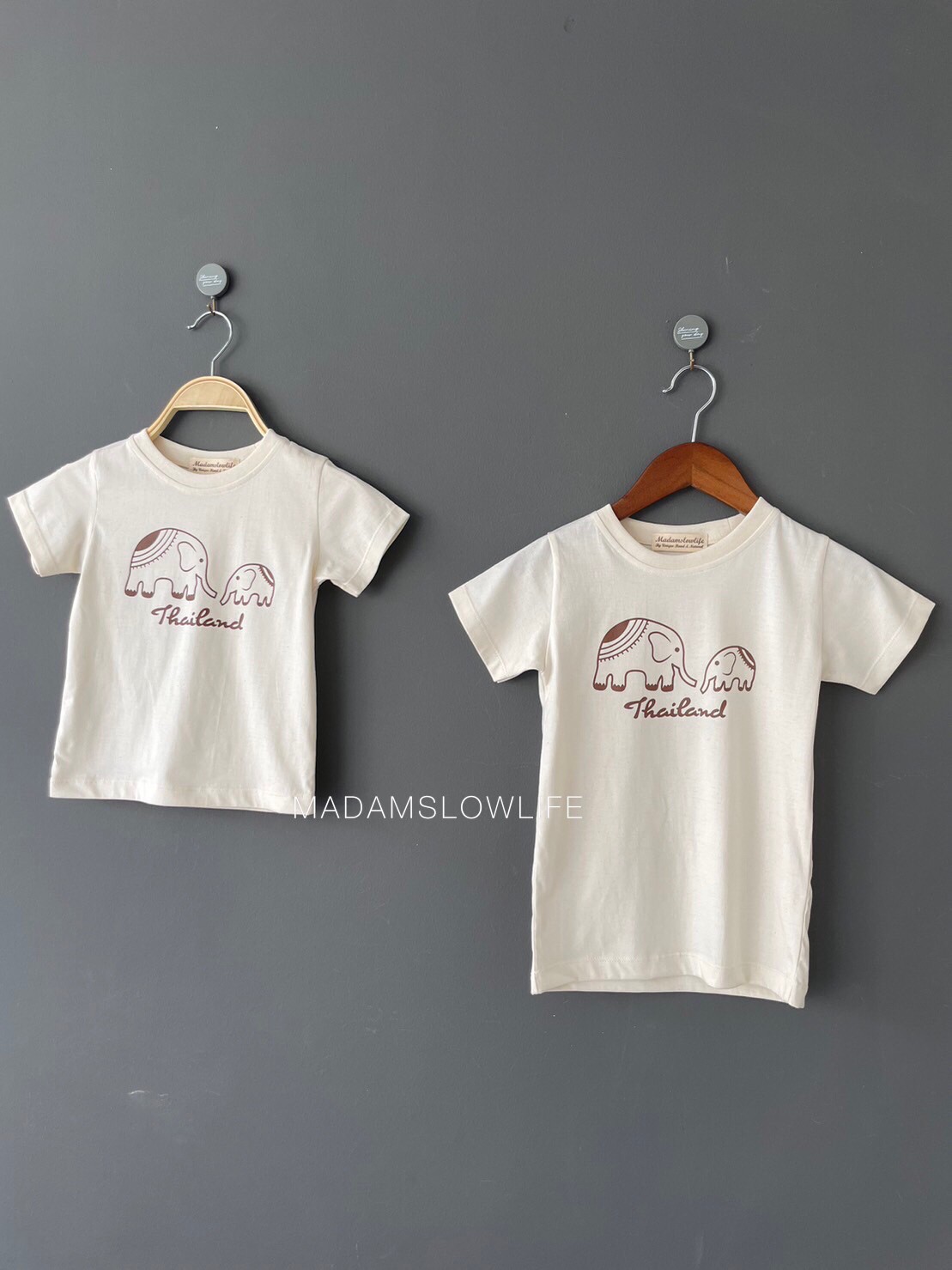 เสื้อยืดเด็ก เนื้อผ้าEco Cotton ลวดลายช้าง THAILAND งาน hand made Size:80 90 100 110 120 130 140