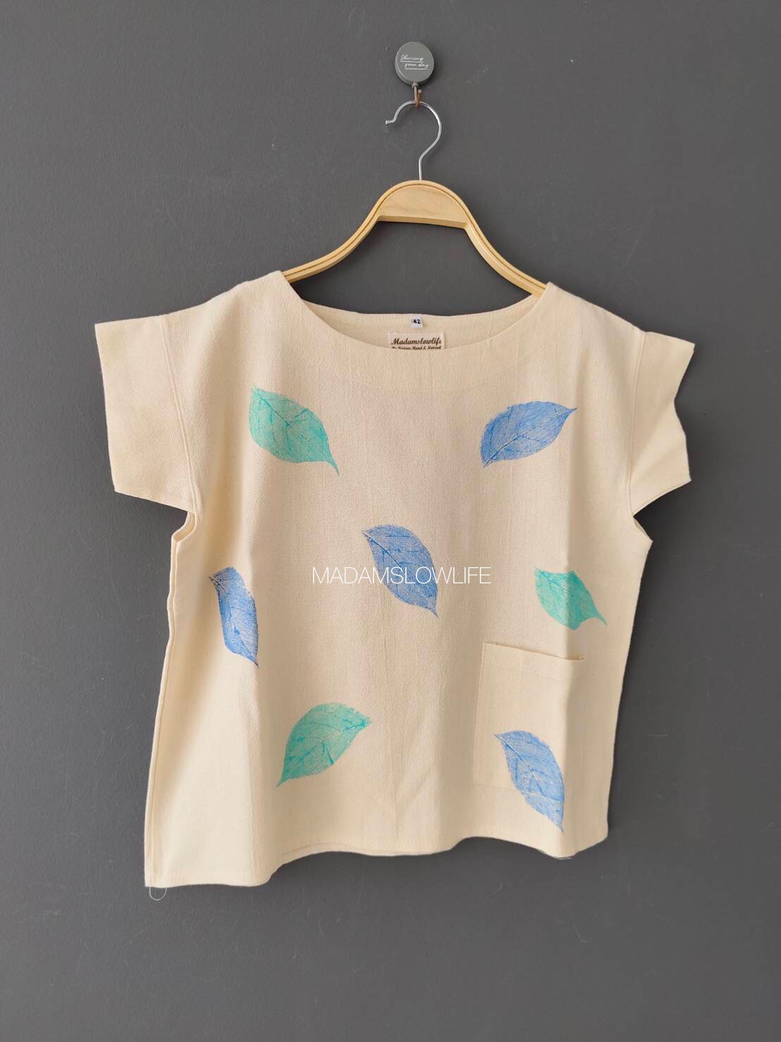 เสื้อผู้หญิง อก 38 40 42 ผ้าคอตตอนพรีเมียมแบบมีเทกเจอร์ ลวดลายใบไม้ใช้สีปลอดสารพิษ