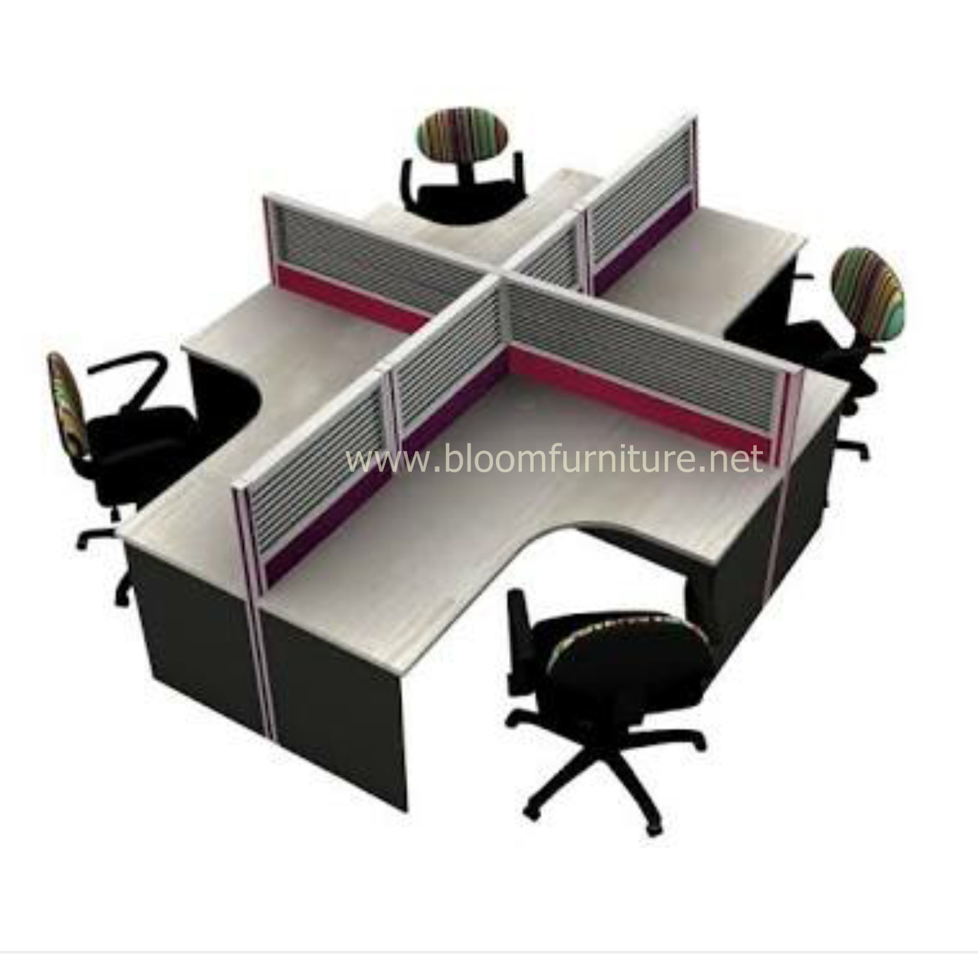 โต๊ะทำงานกลุ่ม 4 ที่นั่งพร้อมพาร์ทิชั่น สี, ขนาด, รูปแบบเปลี่ยนแปลงได้ตามต้องการ