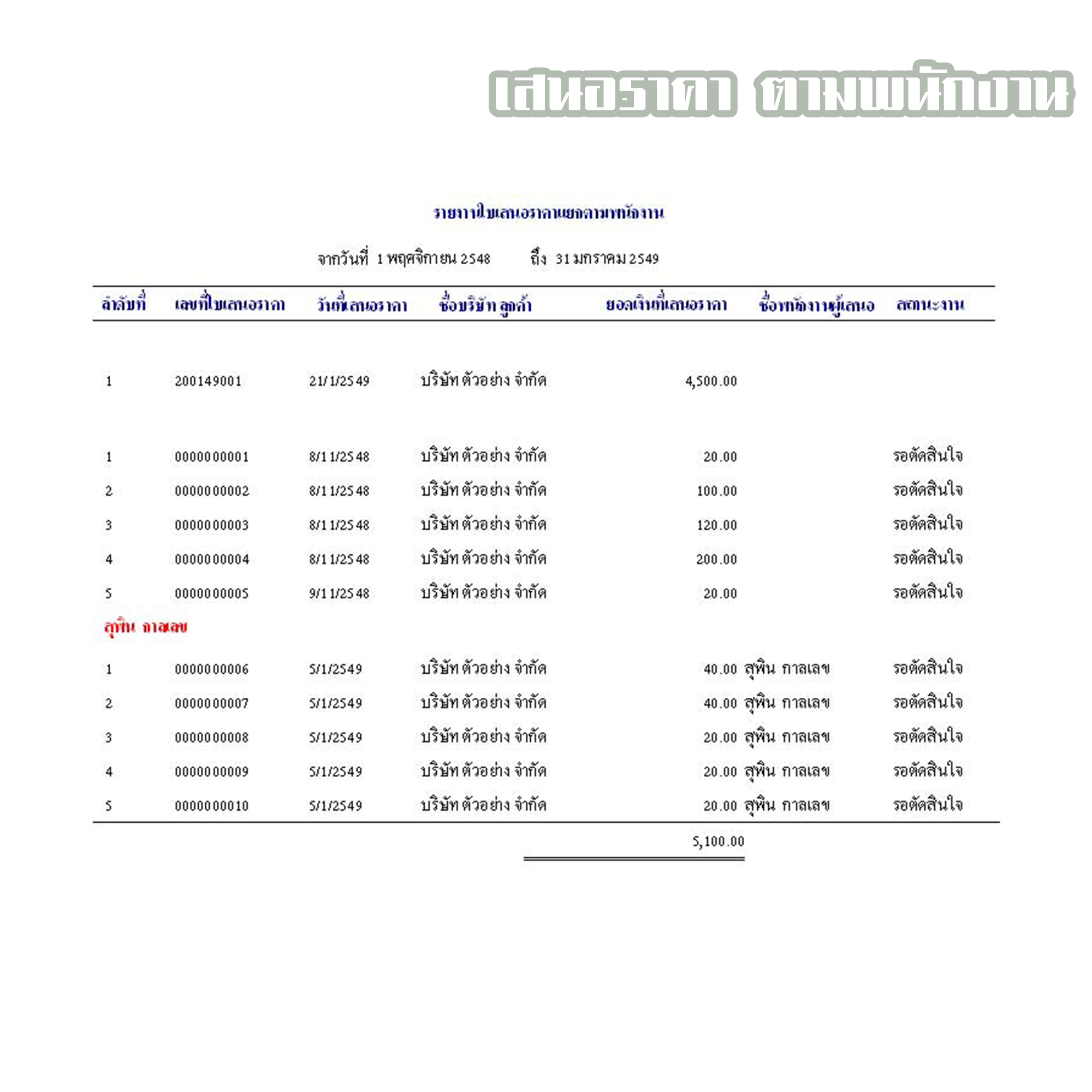 โปรแกรมใบเสนอราคา (ติดตั้งออนไลน์ผ่านอินเตอร์เน็ต)
